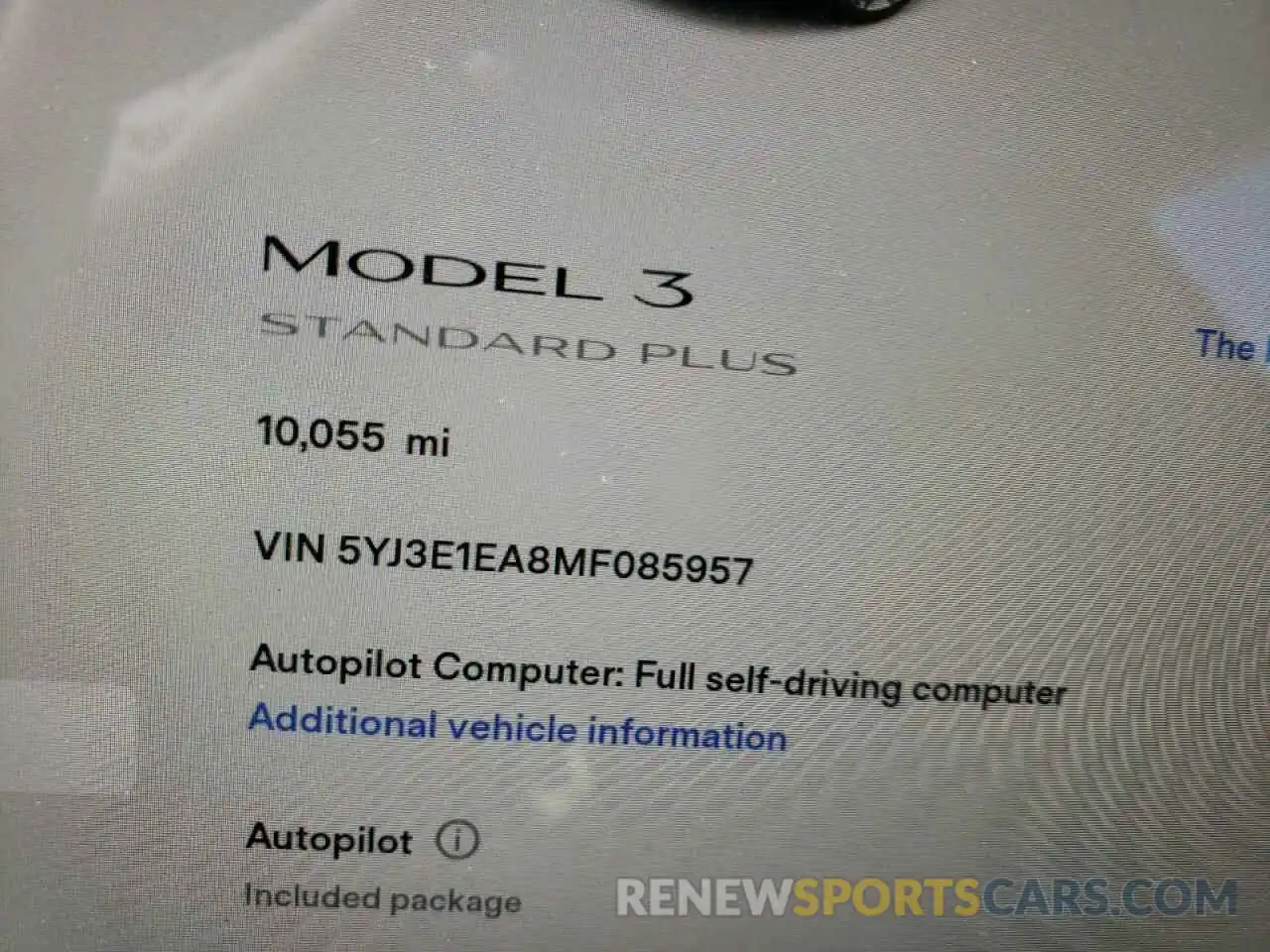 8 Фотография поврежденного автомобиля 5YJ3E1EA8MF085957 TESLA MODEL 3 2021