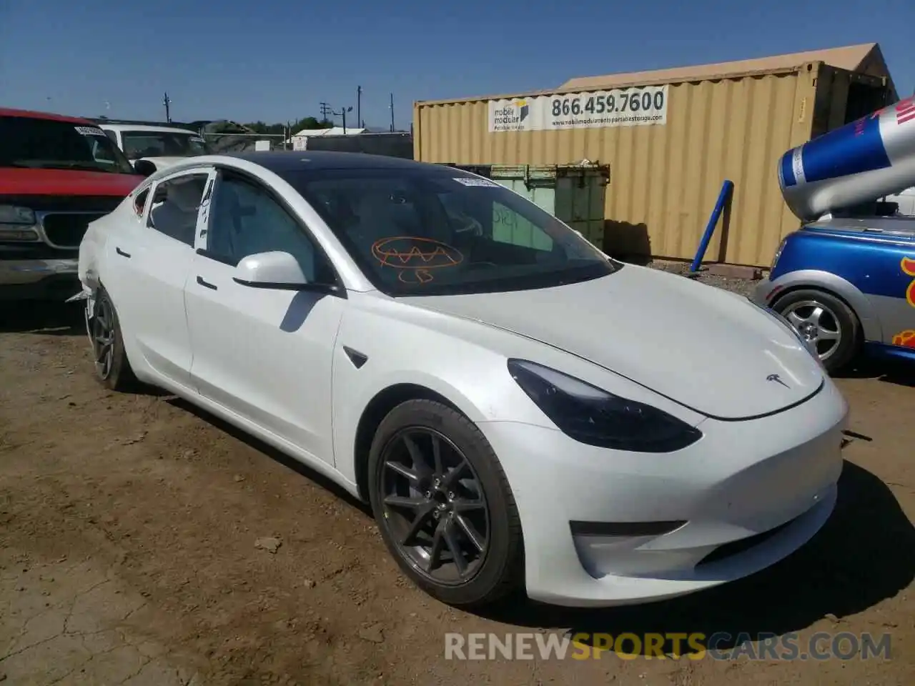 1 Photograph of a damaged car 5YJ3E1EA8MF873296 TESLA MODEL 3 2021