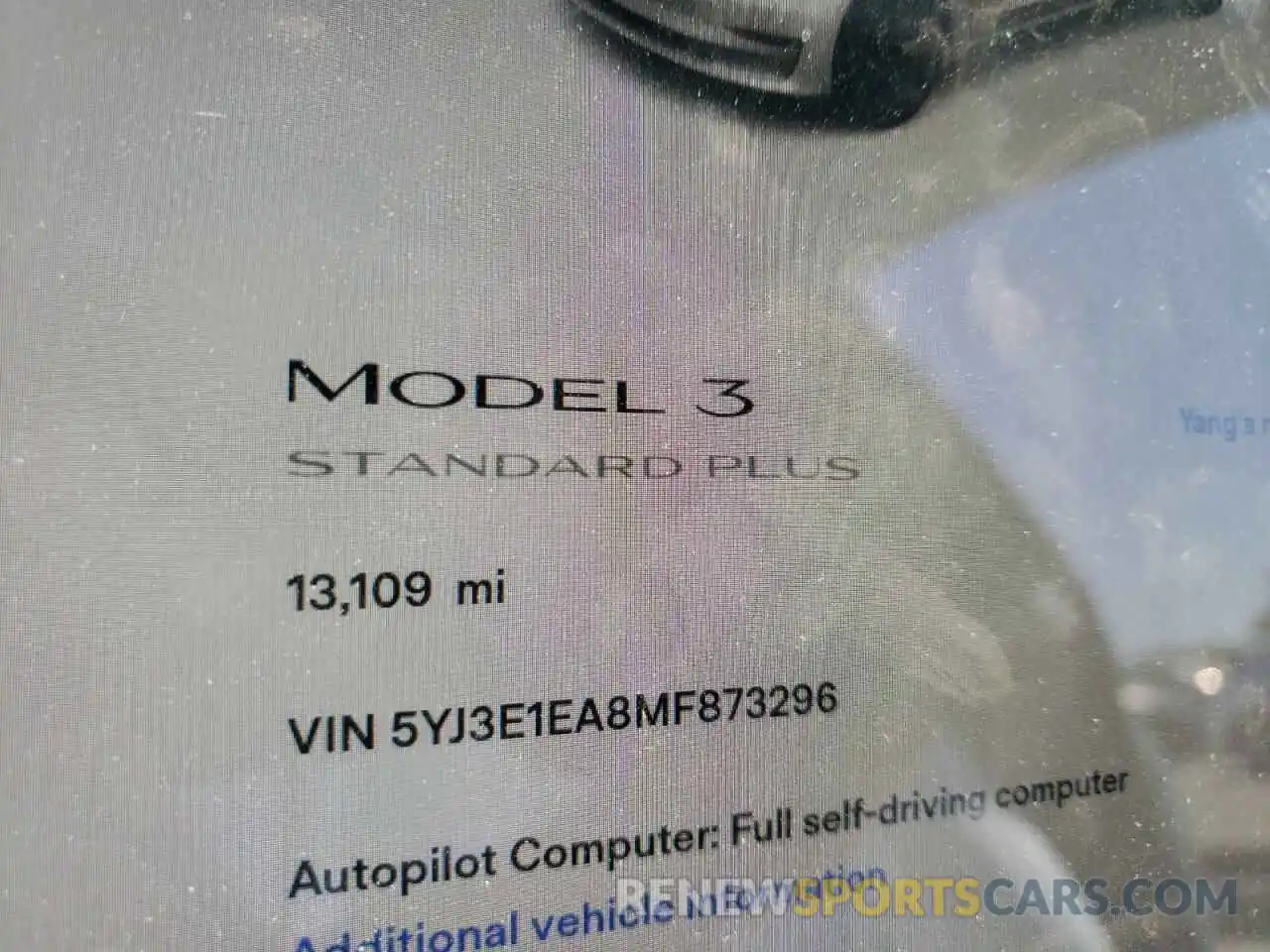 8 Фотография поврежденного автомобиля 5YJ3E1EA8MF873296 TESLA MODEL 3 2021