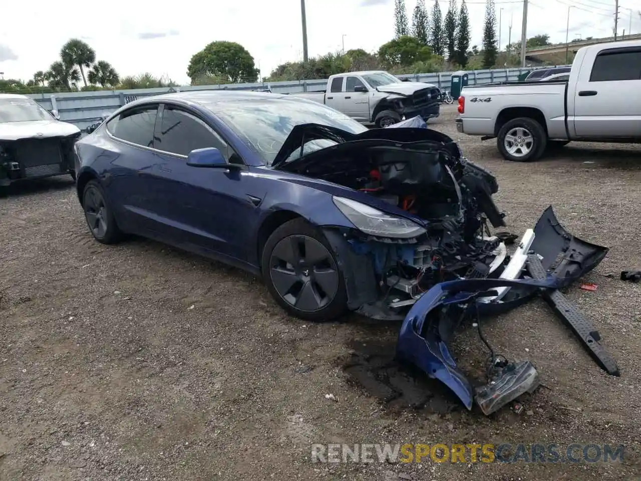 1 Photograph of a damaged car 5YJ3E1EA8MF876327 TESLA MODEL 3 2021