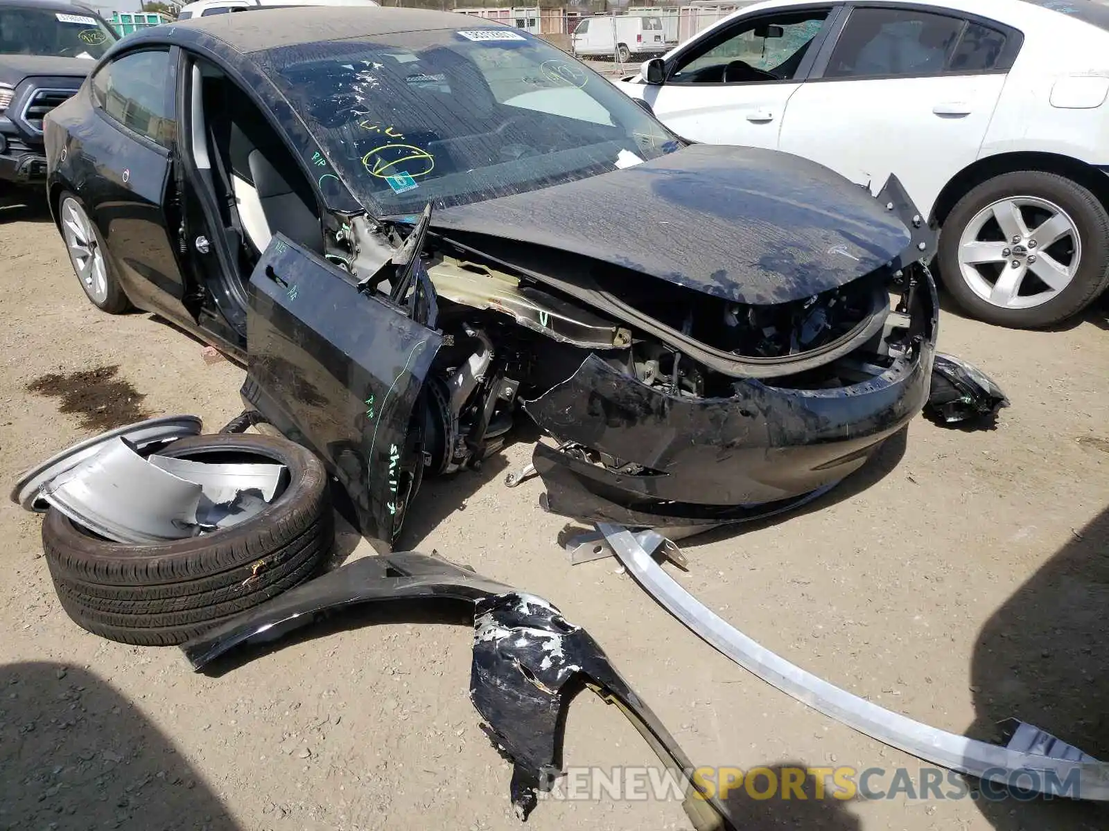 1 Photograph of a damaged car 5YJ3E1EA8MF878028 TESLA MODEL 3 2021