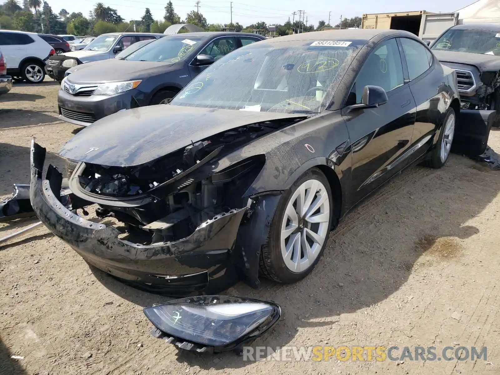 2 Photograph of a damaged car 5YJ3E1EA8MF878028 TESLA MODEL 3 2021