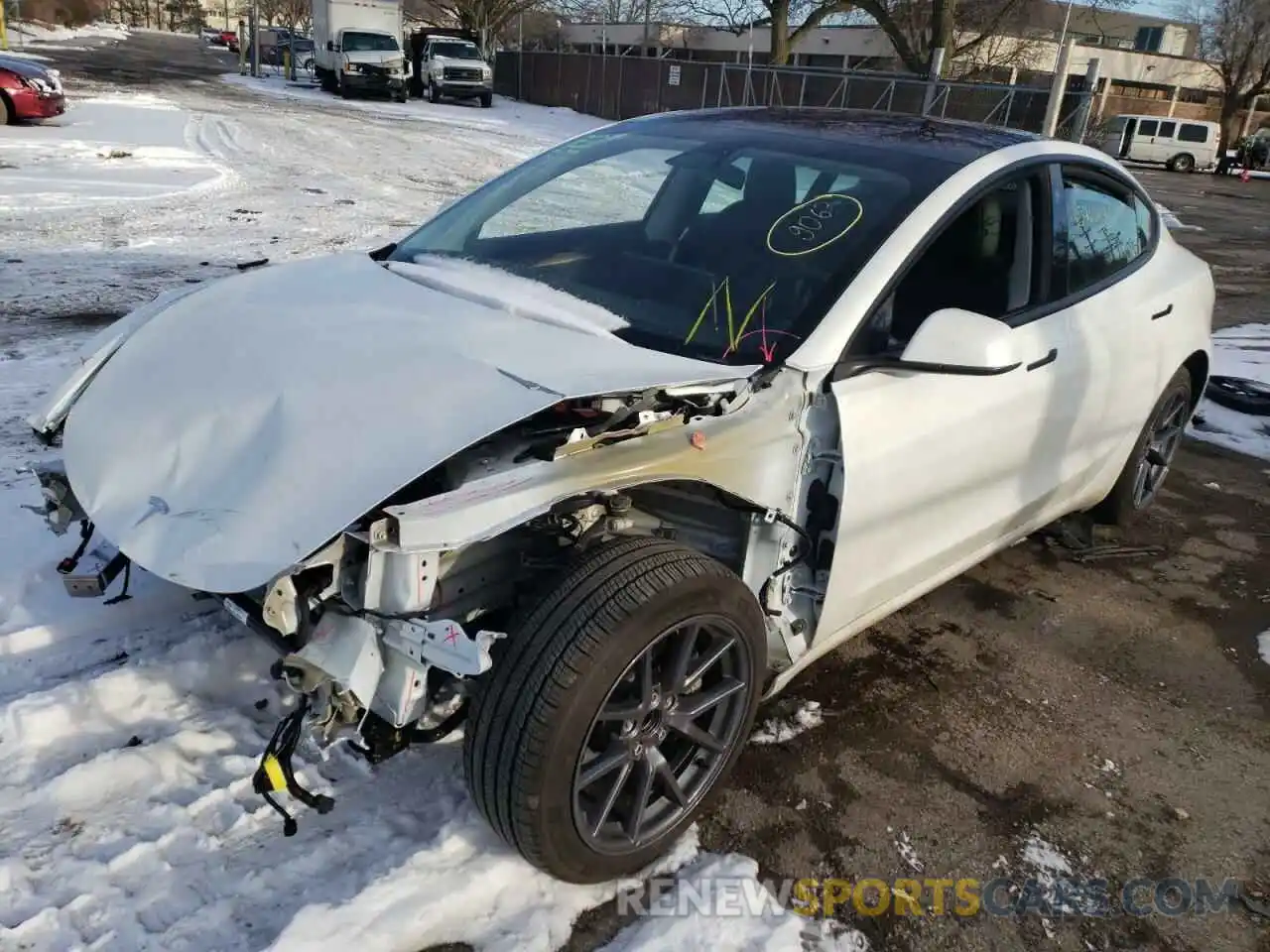 2 Photograph of a damaged car 5YJ3E1EA8MF961202 TESLA MODEL 3 2021