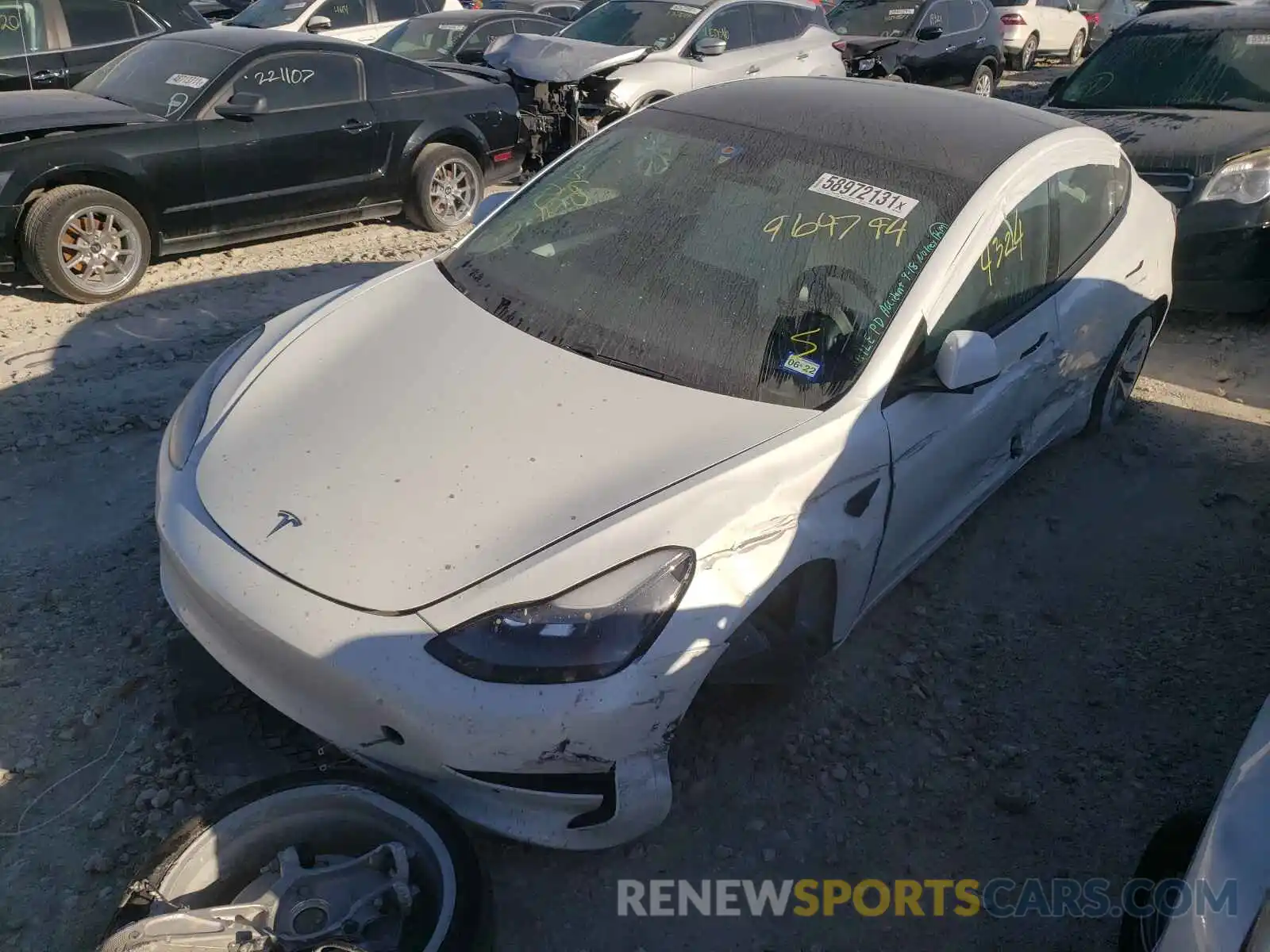 2 Photograph of a damaged car 5YJ3E1EA8MF964794 TESLA MODEL 3 2021