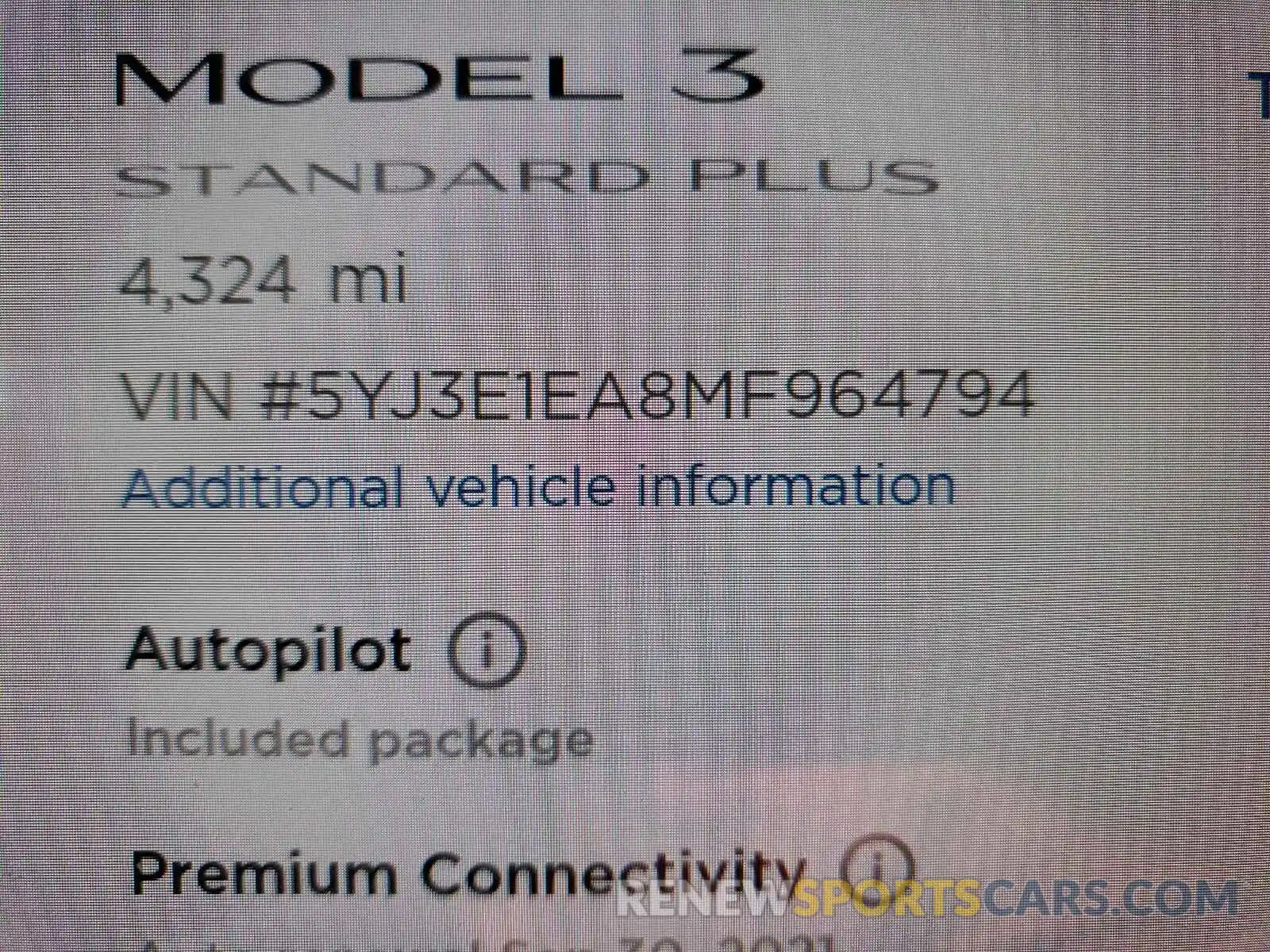 8 Фотография поврежденного автомобиля 5YJ3E1EA8MF964794 TESLA MODEL 3 2021