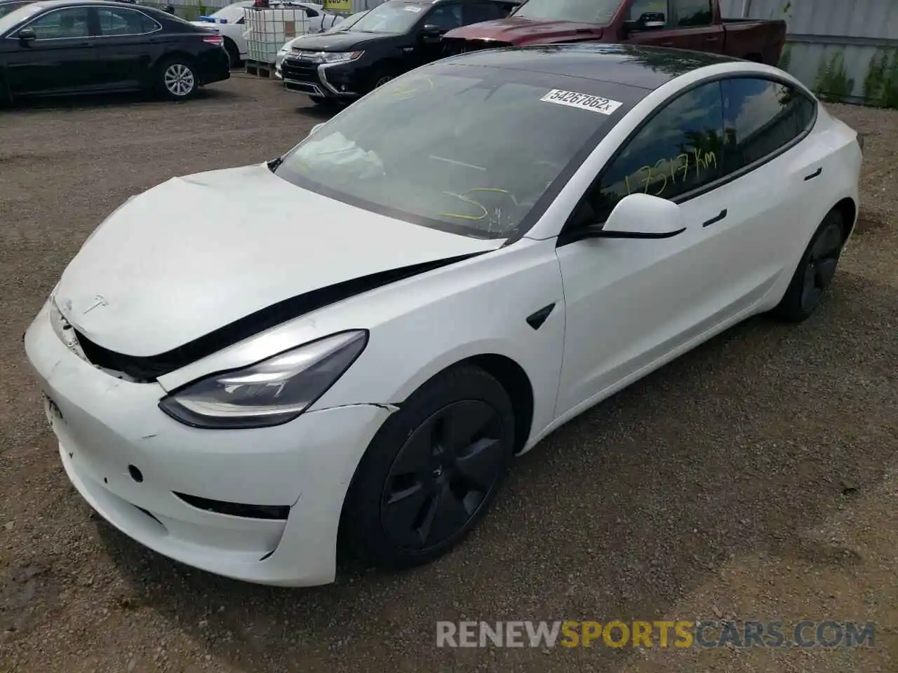 2 Photograph of a damaged car 5YJ3E1EA8MF976542 TESLA MODEL 3 2021