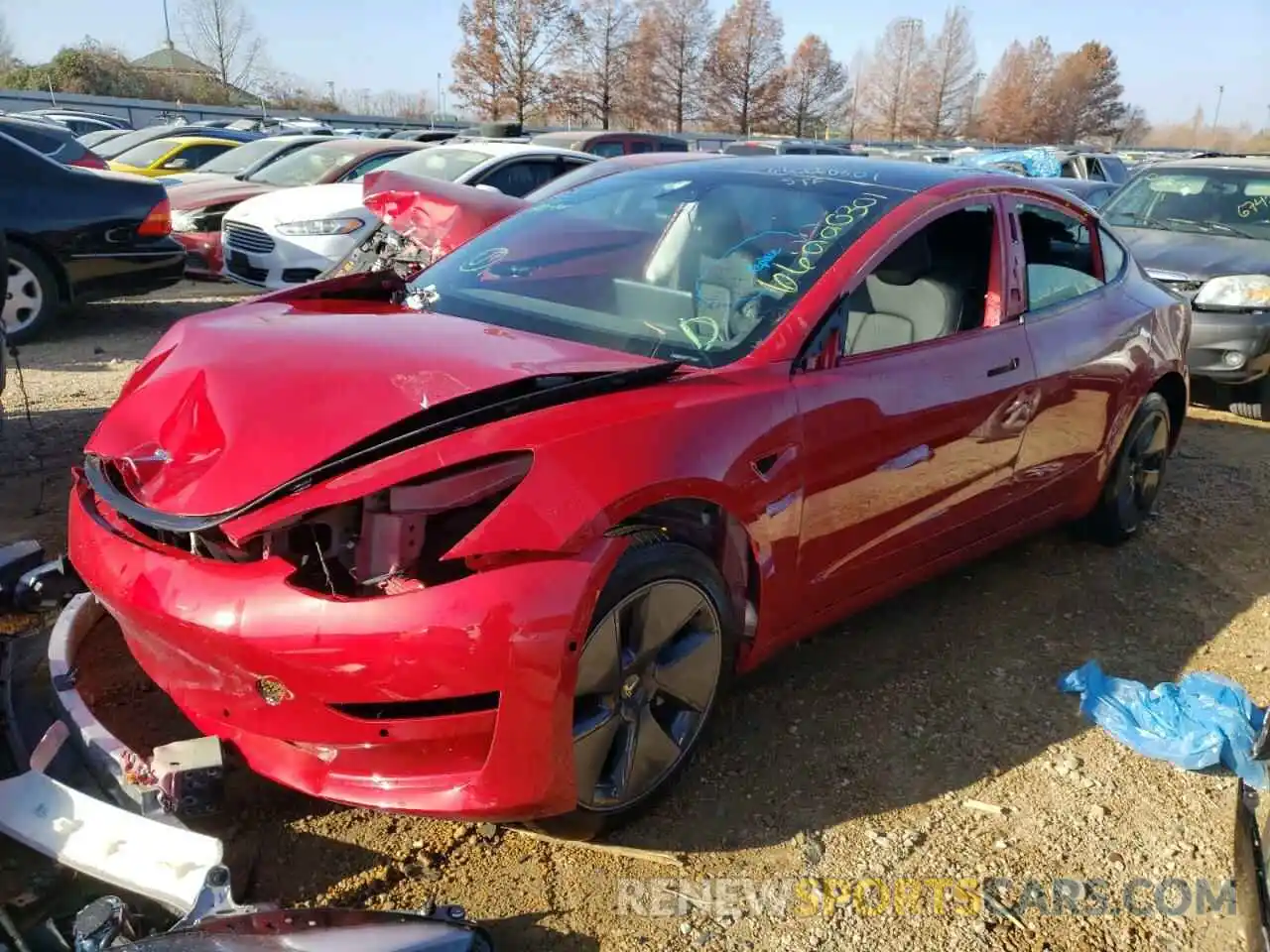 2 Photograph of a damaged car 5YJ3E1EA8MF996161 TESLA MODEL 3 2021