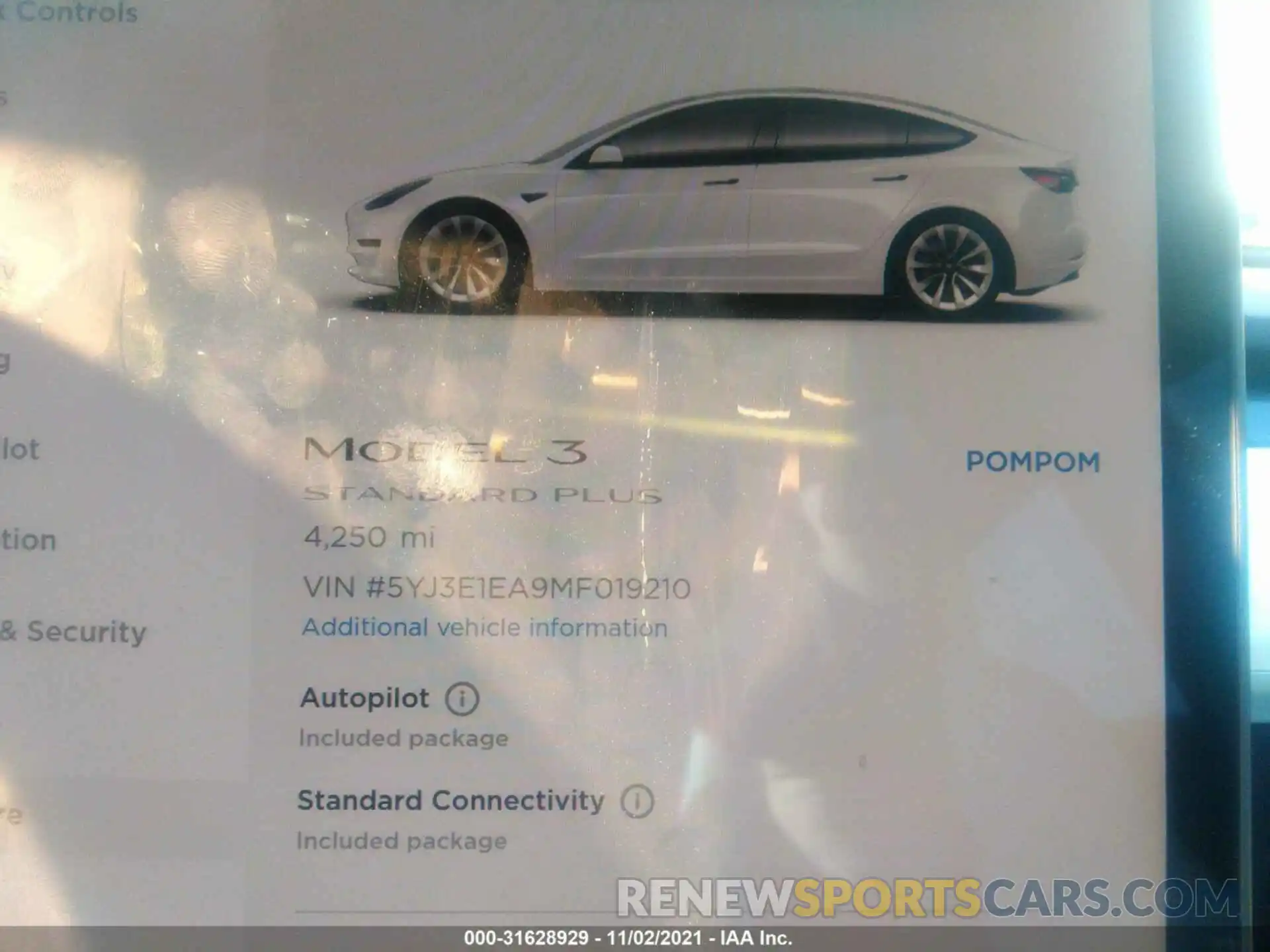 9 Фотография поврежденного автомобиля 5YJ3E1EA9MF019210 TESLA MODEL 3 2021