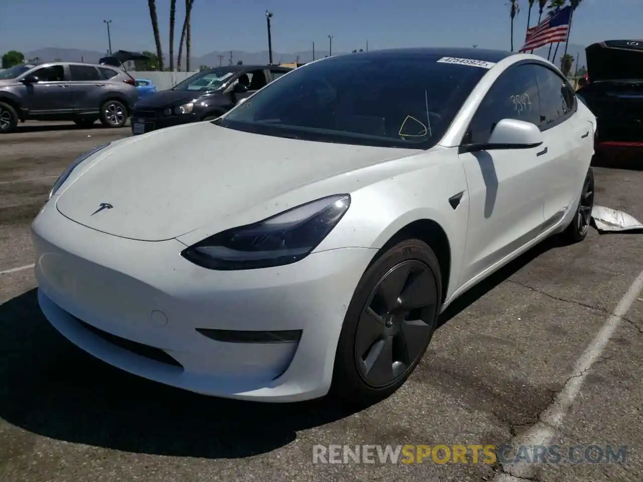 2 Photograph of a damaged car 5YJ3E1EA9MF052689 TESLA MODEL 3 2021