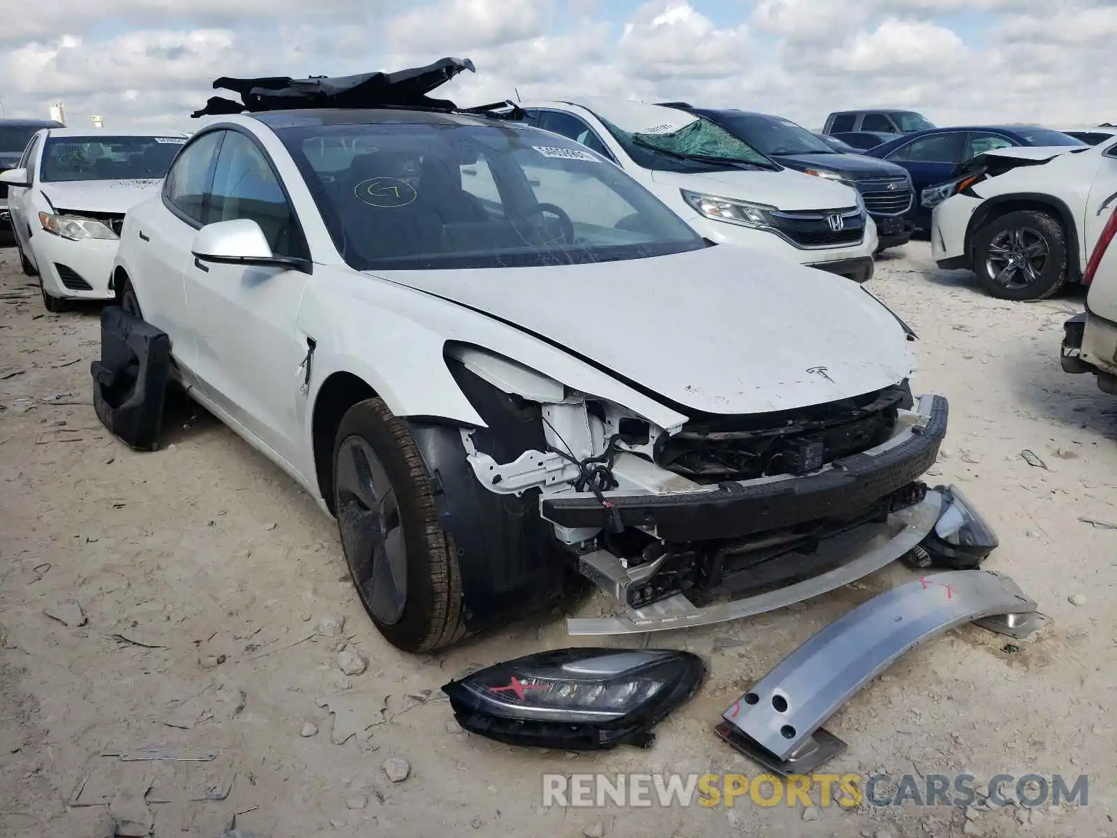 1 Photograph of a damaged car 5YJ3E1EA9MF837097 TESLA MODEL 3 2021