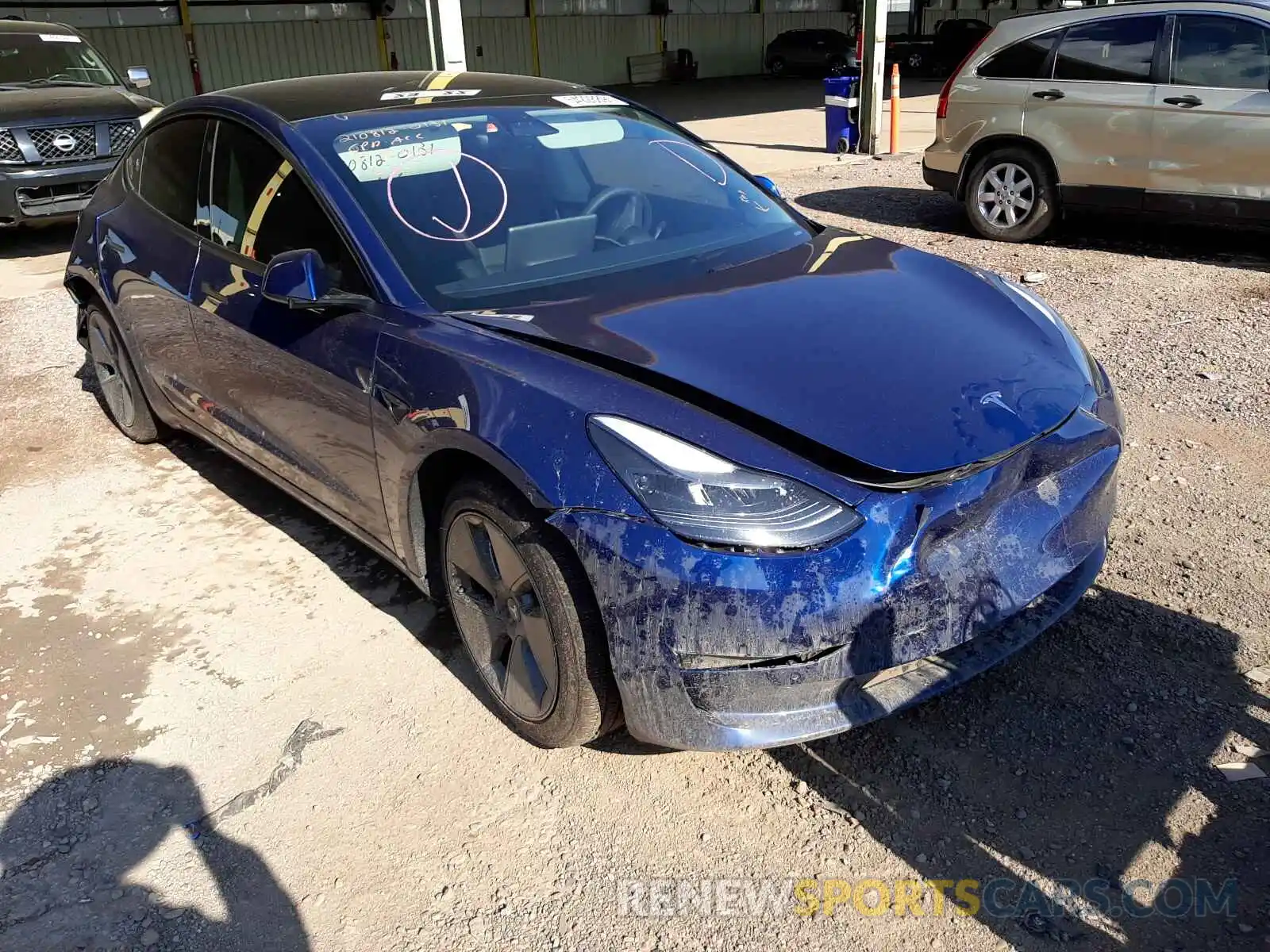 1 Photograph of a damaged car 5YJ3E1EA9MF876367 TESLA MODEL 3 2021