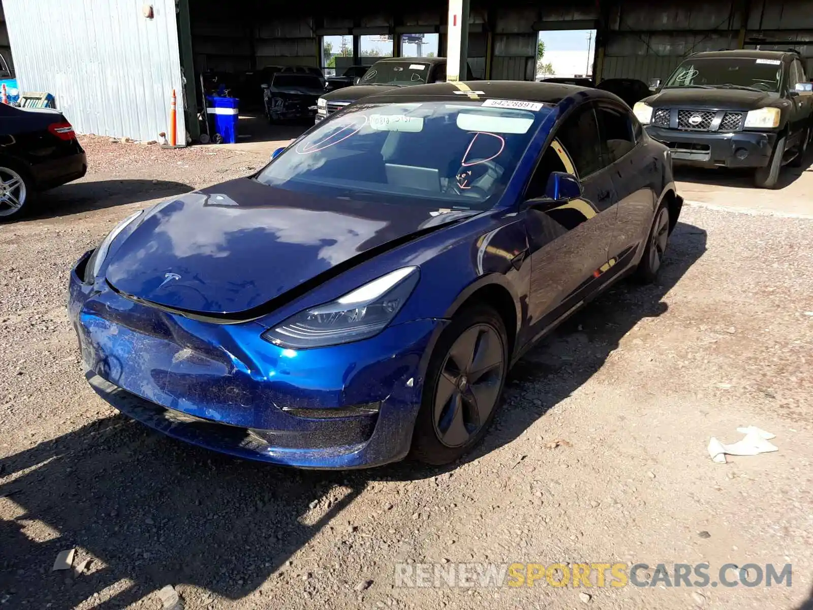 2 Photograph of a damaged car 5YJ3E1EA9MF876367 TESLA MODEL 3 2021