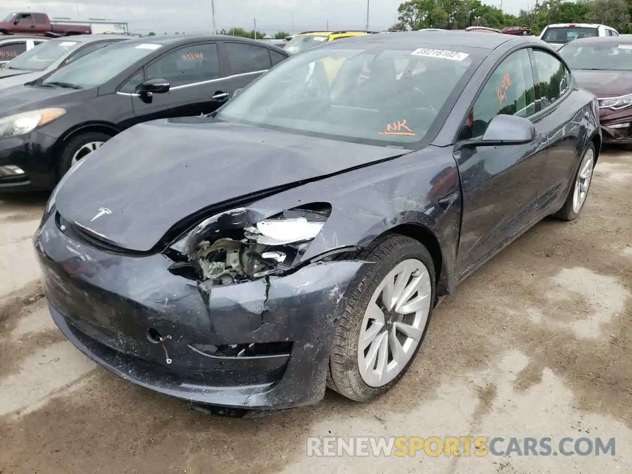 2 Photograph of a damaged car 5YJ3E1EA9MF913367 TESLA MODEL 3 2021