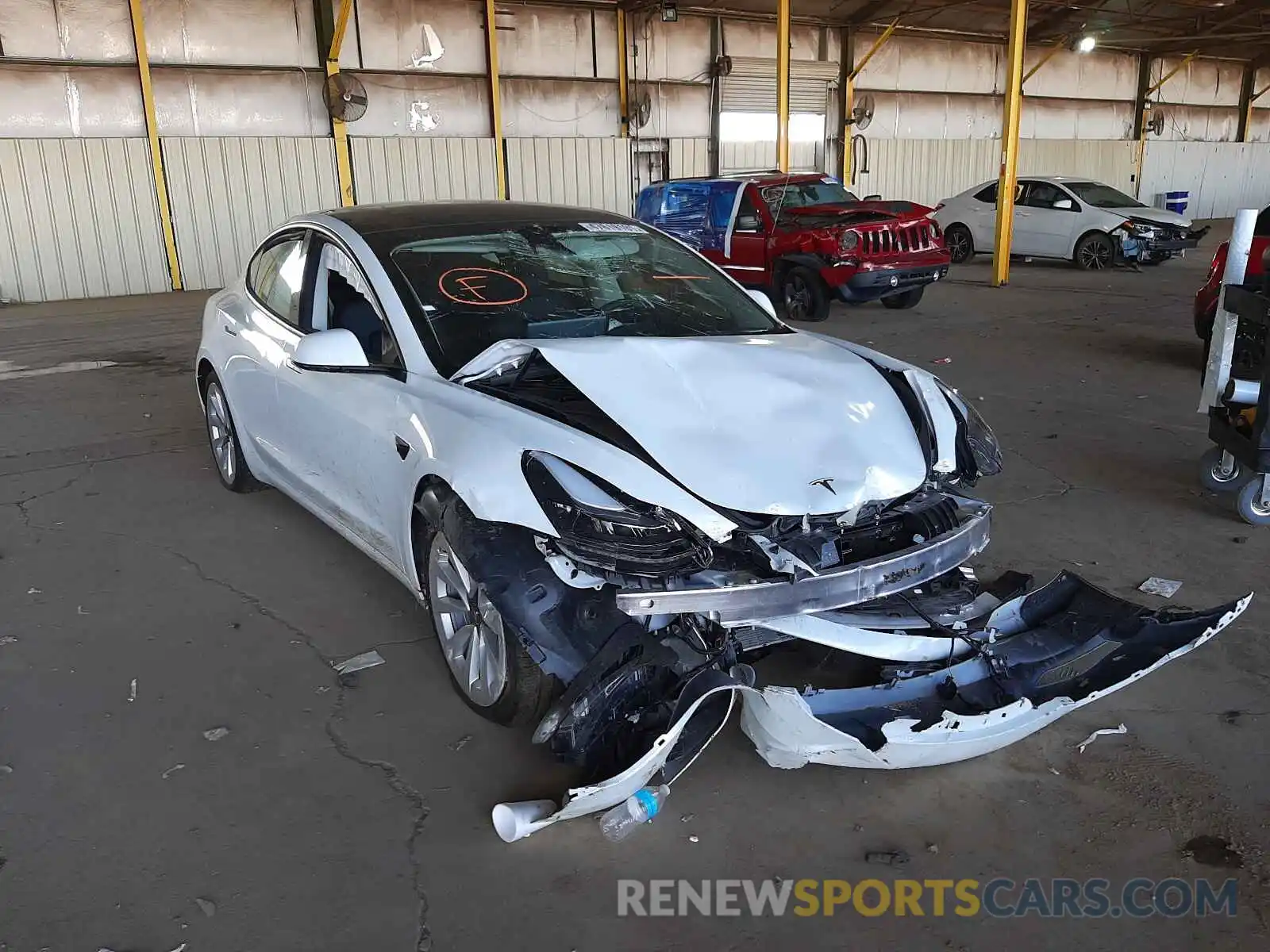 1 Photograph of a damaged car 5YJ3E1EA9MF928550 TESLA MODEL 3 2021