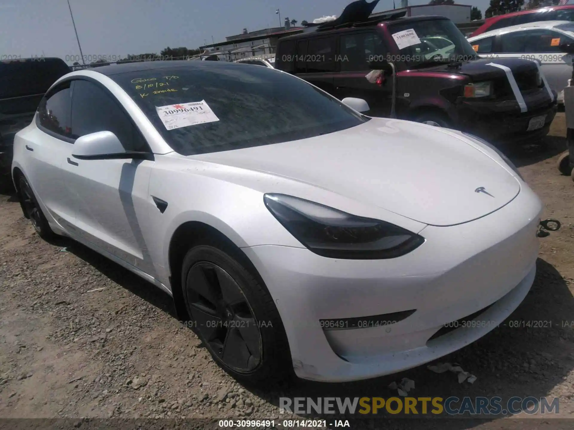 1 Фотография поврежденного автомобиля 5YJ3E1EA9MF943212 TESLA MODEL 3 2021