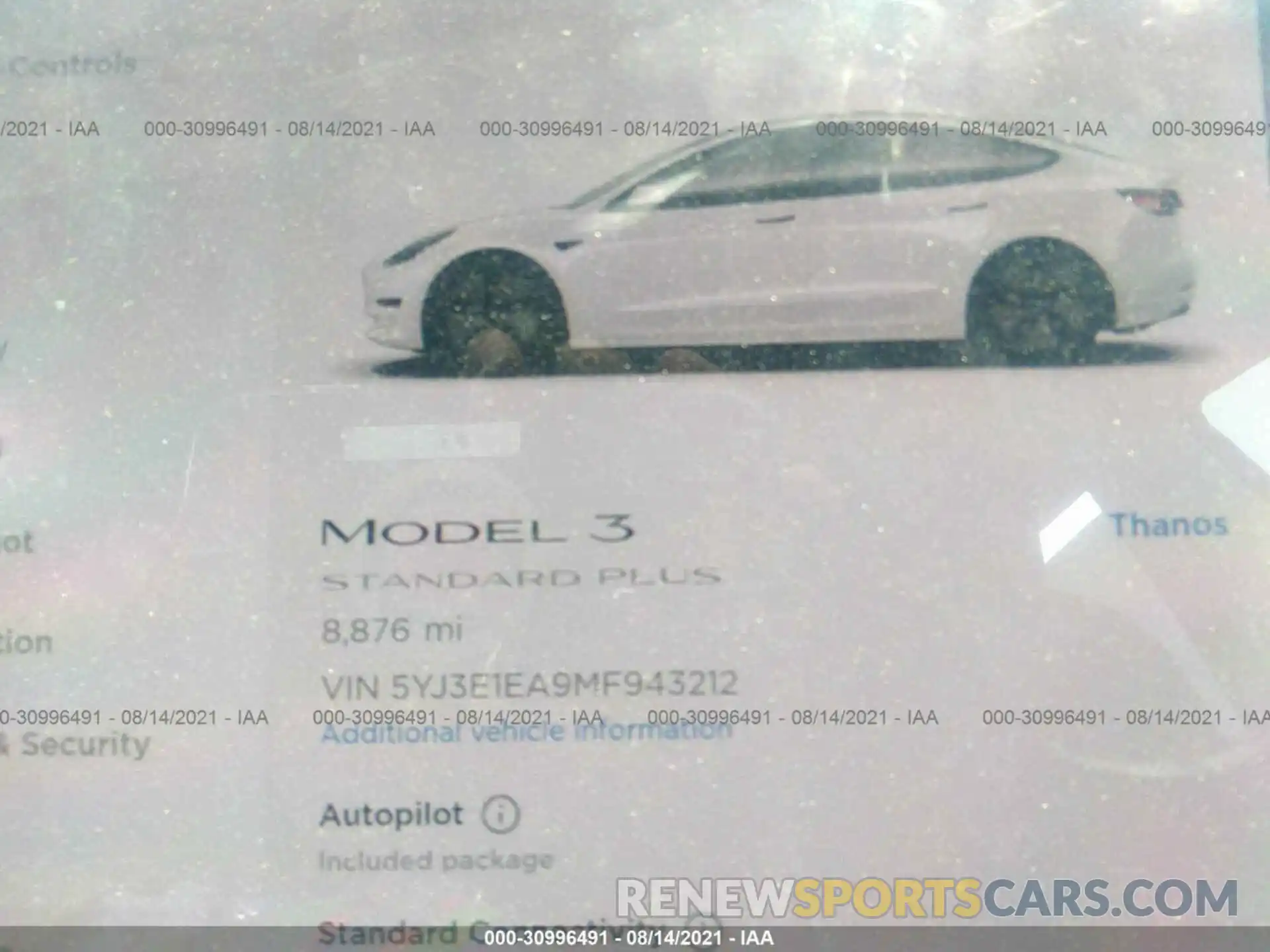 7 Фотография поврежденного автомобиля 5YJ3E1EA9MF943212 TESLA MODEL 3 2021