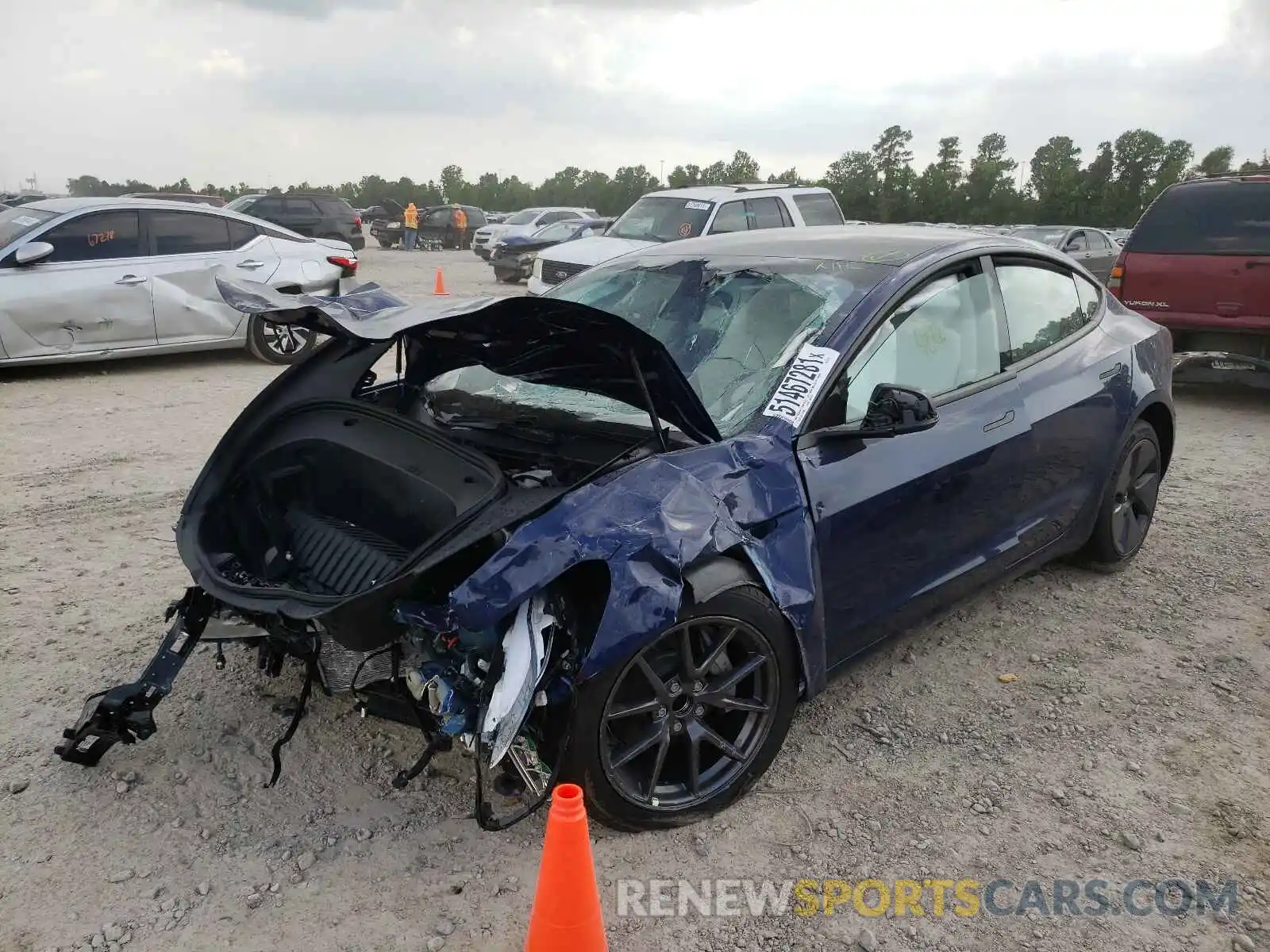 2 Photograph of a damaged car 5YJ3E1EA9MF987422 TESLA MODEL 3 2021