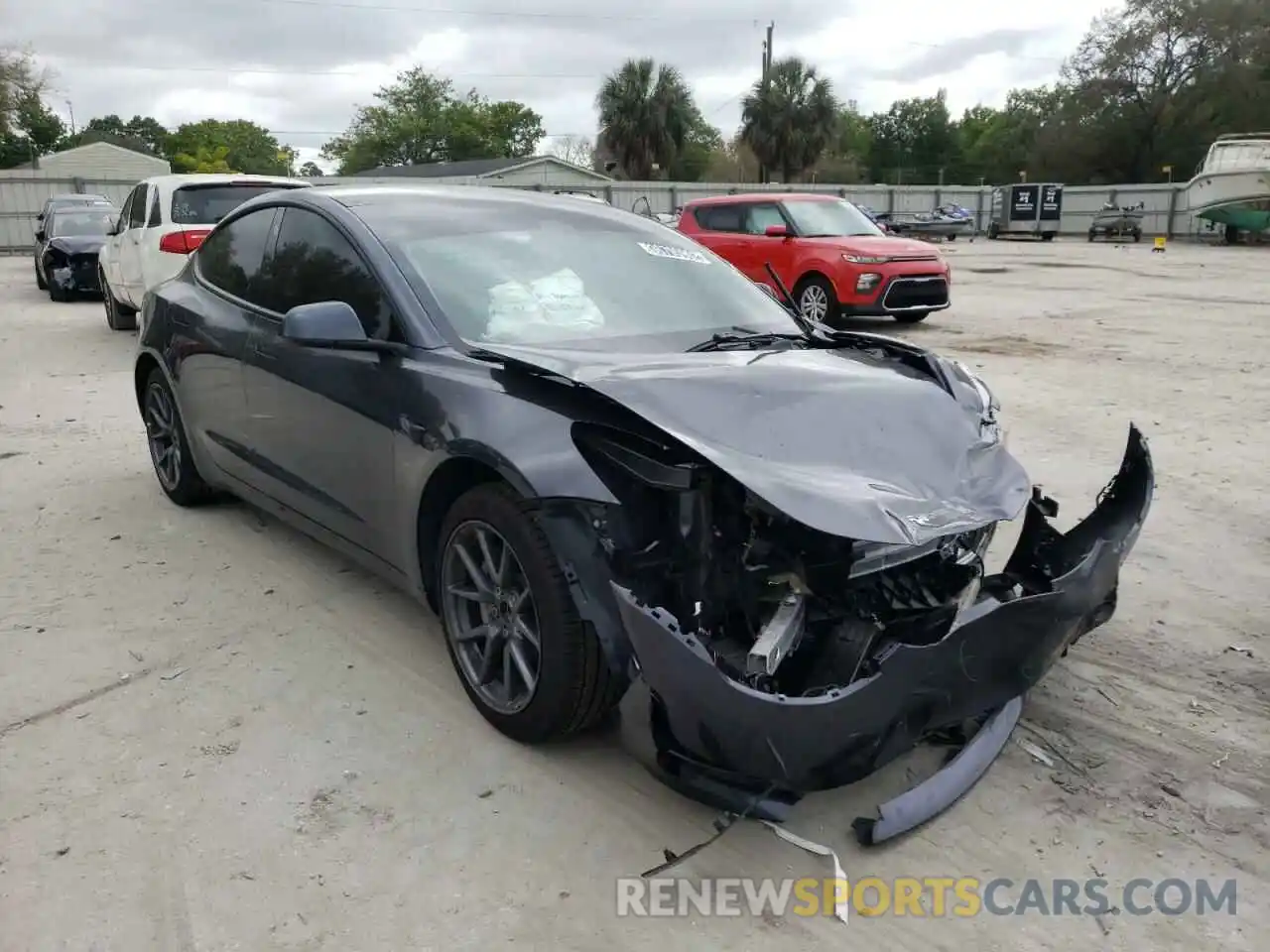 1 Photograph of a damaged car 5YJ3E1EAXMF014579 TESLA MODEL 3 2021