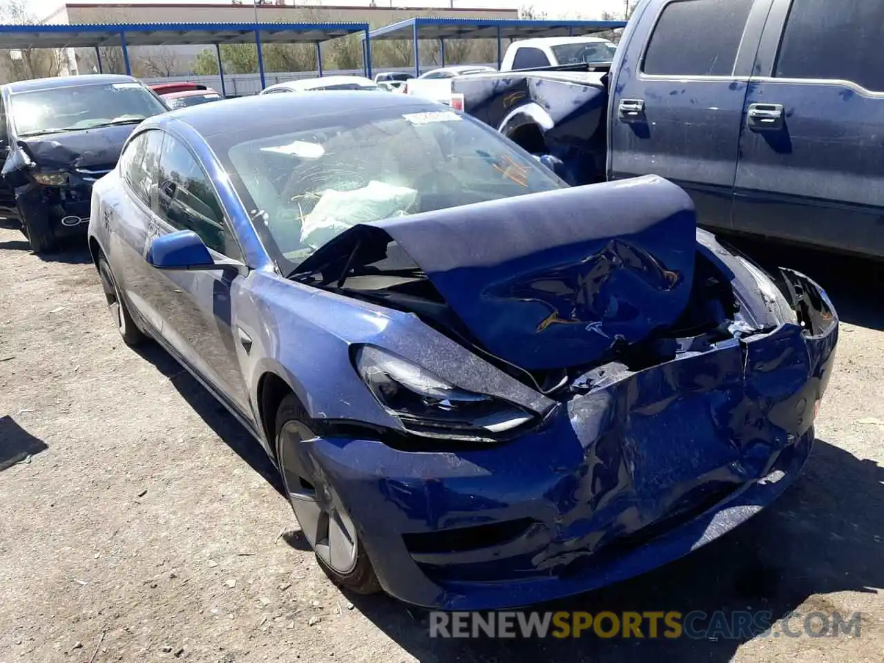 1 Photograph of a damaged car 5YJ3E1EAXMF046173 TESLA MODEL 3 2021