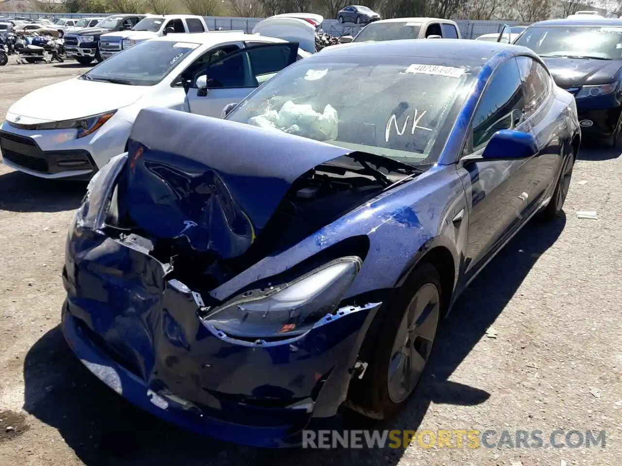 2 Photograph of a damaged car 5YJ3E1EAXMF046173 TESLA MODEL 3 2021