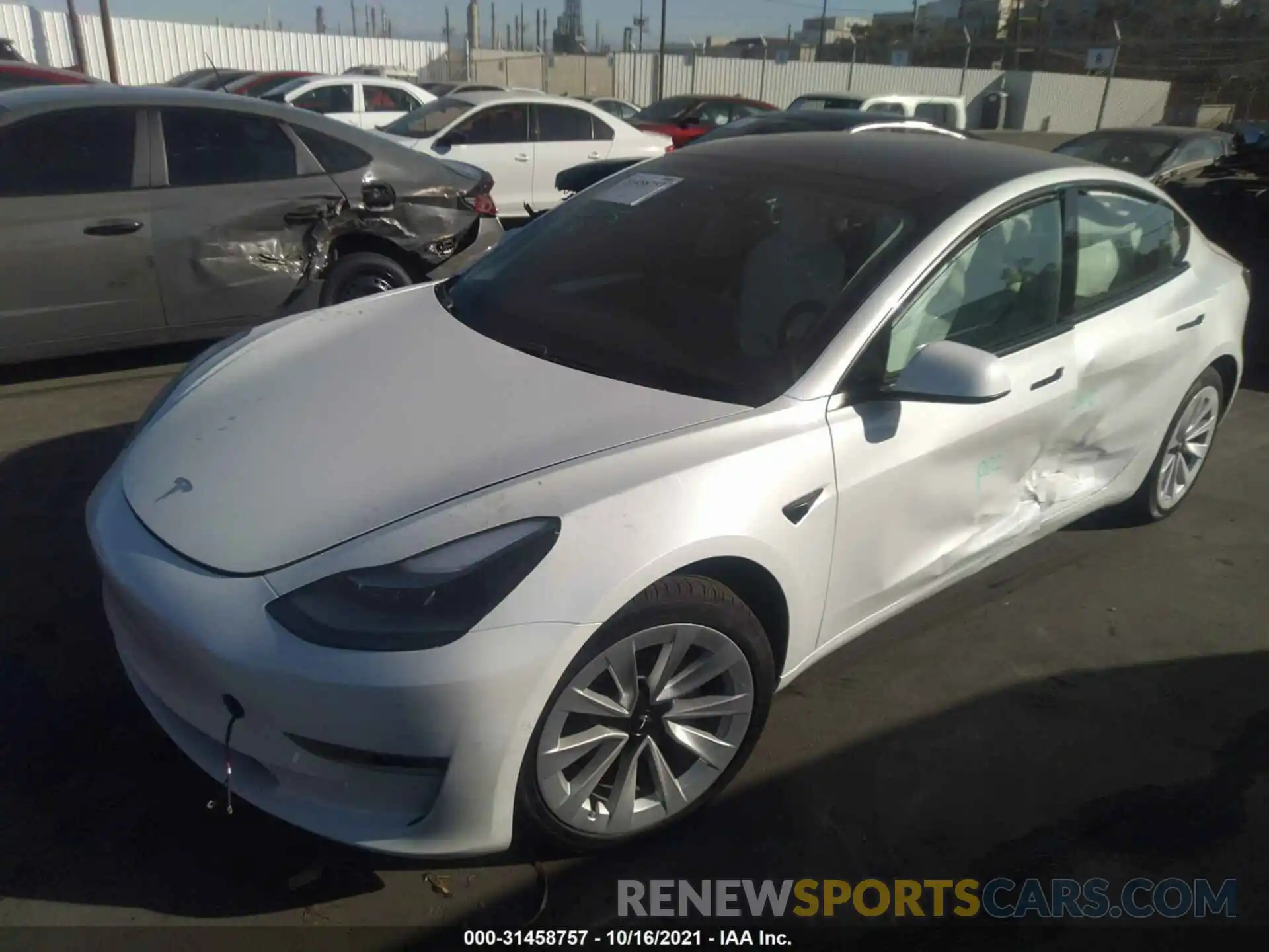 2 Фотография поврежденного автомобиля 5YJ3E1EAXMF047291 TESLA MODEL 3 2021