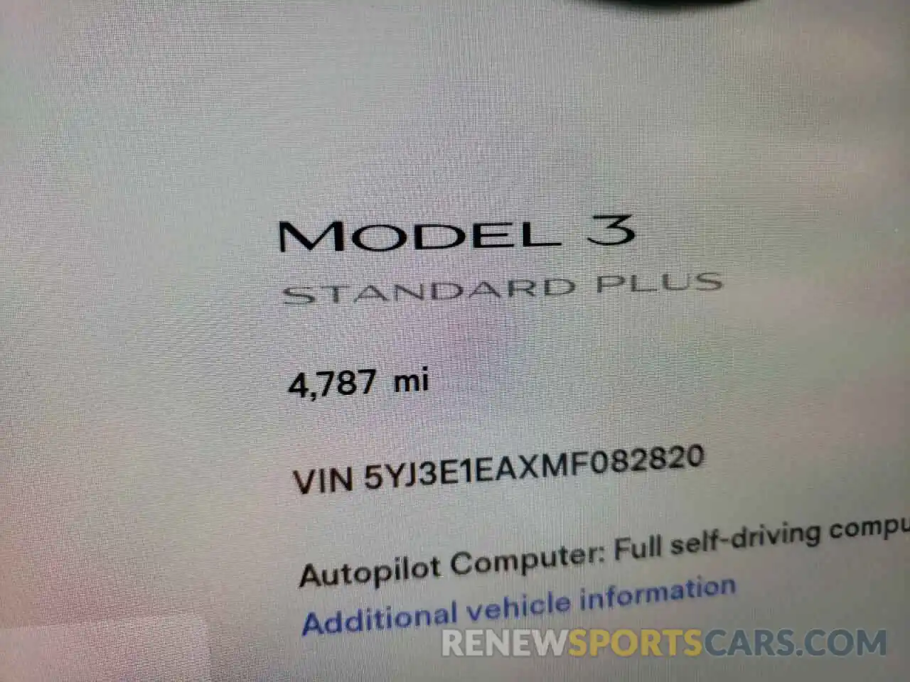 8 Фотография поврежденного автомобиля 5YJ3E1EAXMF082820 TESLA MODEL 3 2021