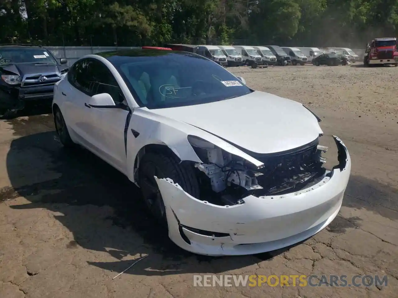 1 Photograph of a damaged car 5YJ3E1EAXMF086687 TESLA MODEL 3 2021