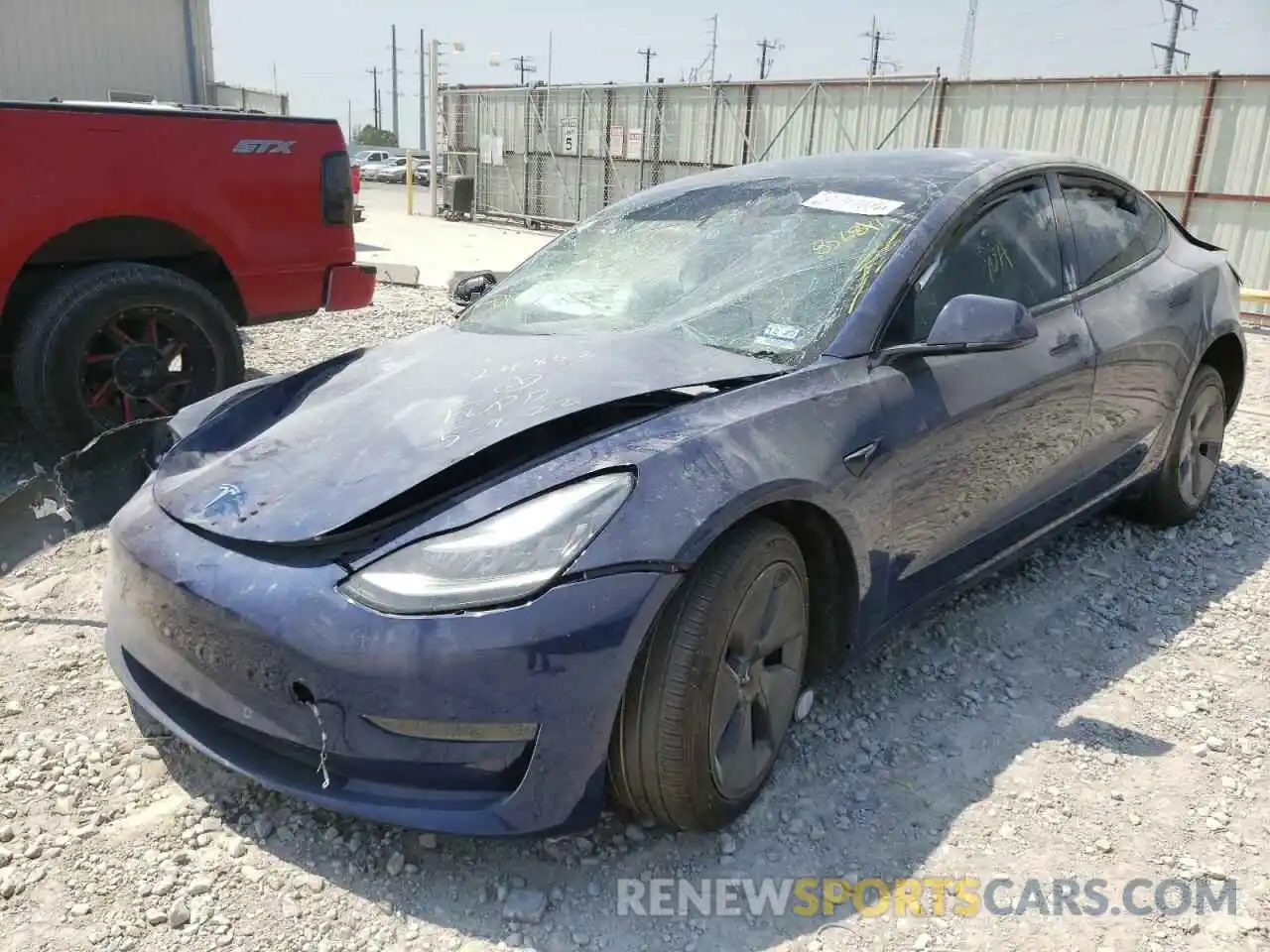 2 Photograph of a damaged car 5YJ3E1EAXMF856841 TESLA MODEL 3 2021