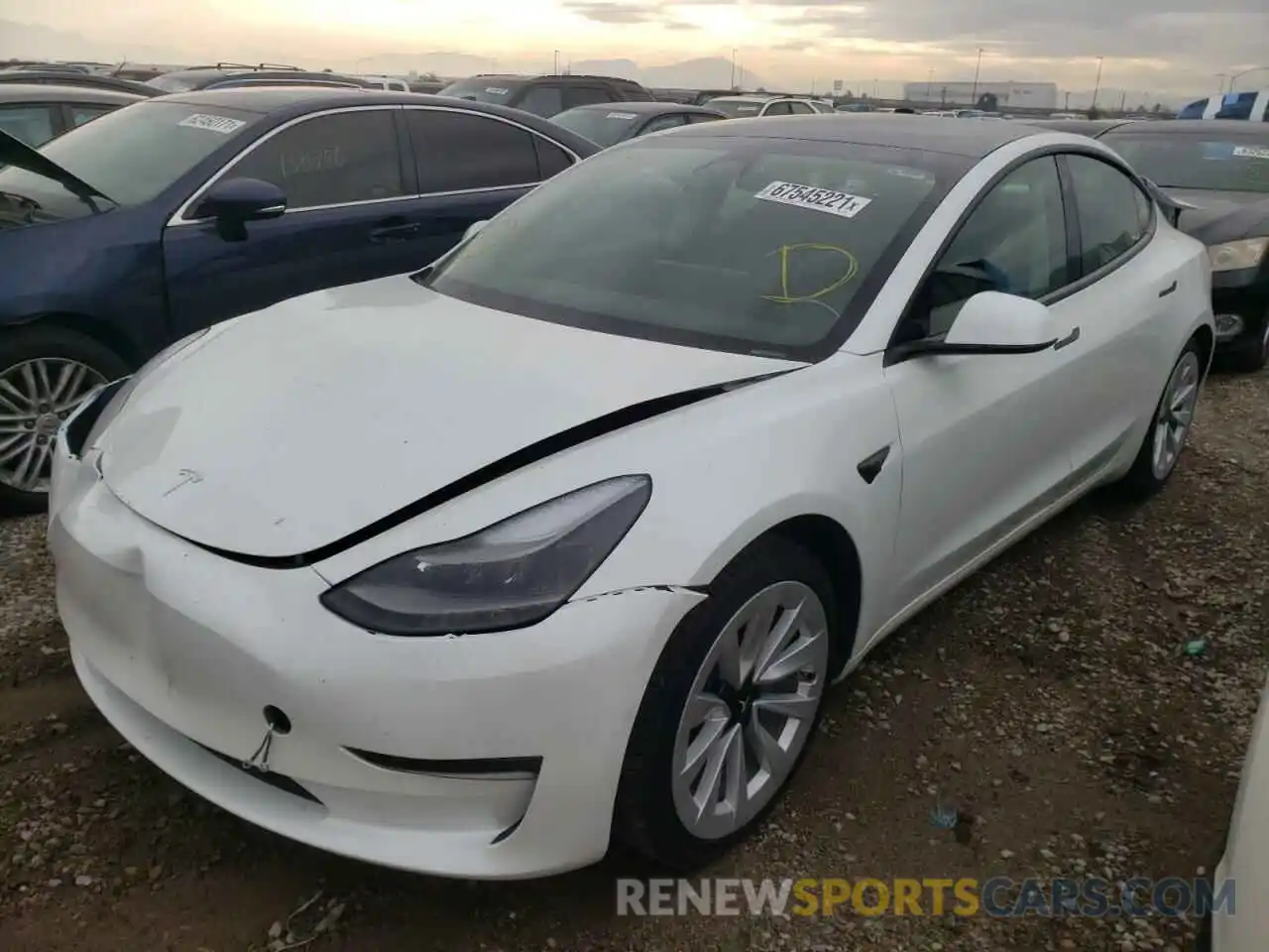 2 Photograph of a damaged car 5YJ3E1EAXMF870402 TESLA MODEL 3 2021