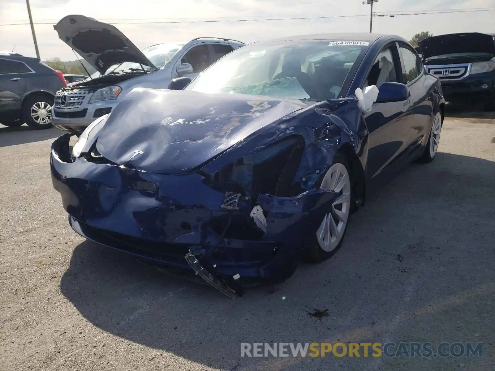 2 Photograph of a damaged car 5YJ3E1EAXMF870478 TESLA MODEL 3 2021