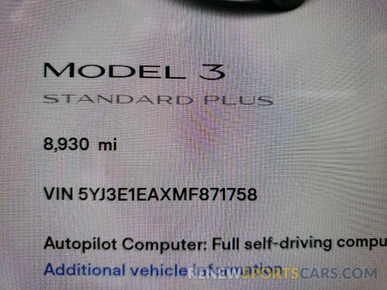 8 Photograph of a damaged car 5YJ3E1EAXMF871758 TESLA MODEL 3 2021