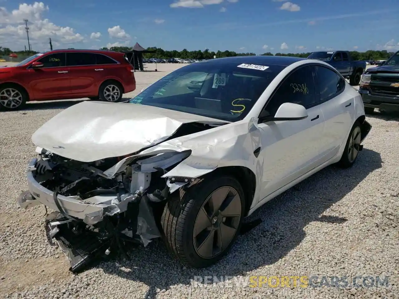 2 Photograph of a damaged car 5YJ3E1EAXMF921459 TESLA MODEL 3 2021