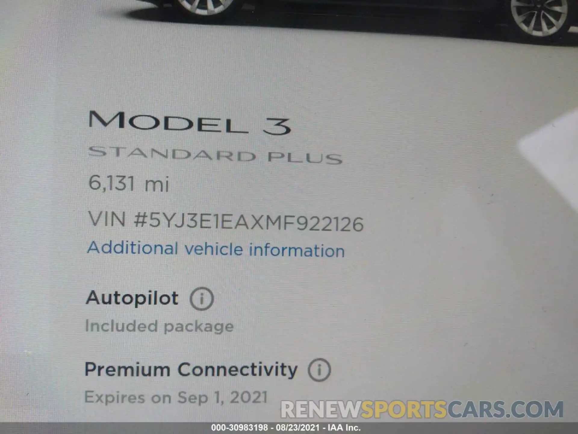 7 Фотография поврежденного автомобиля 5YJ3E1EAXMF922126 TESLA MODEL 3 2021