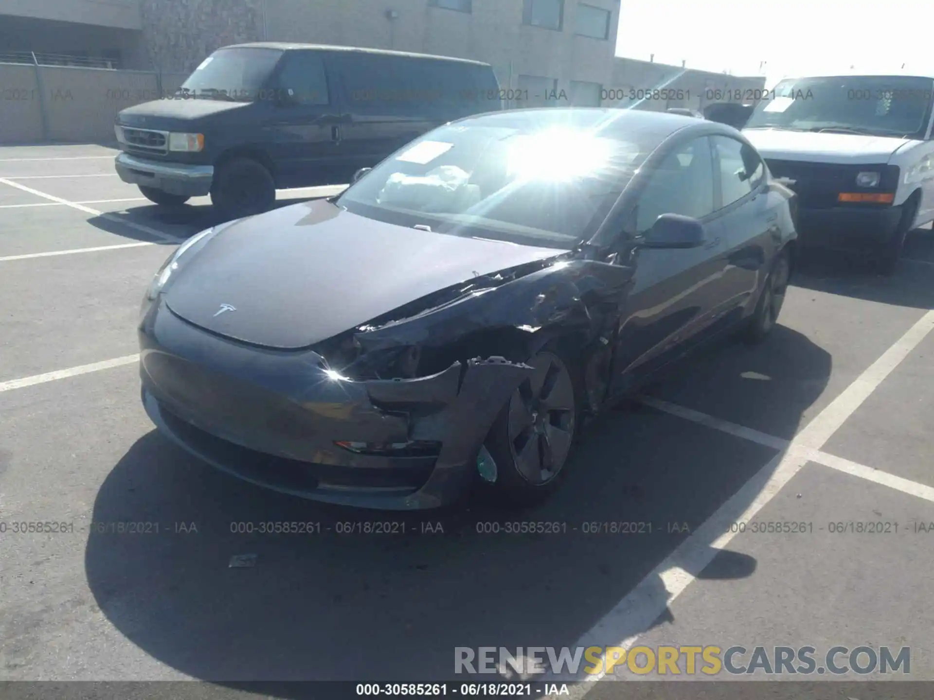 2 Photograph of a damaged car 5YJ3E1EAXMF961234 TESLA MODEL 3 2021