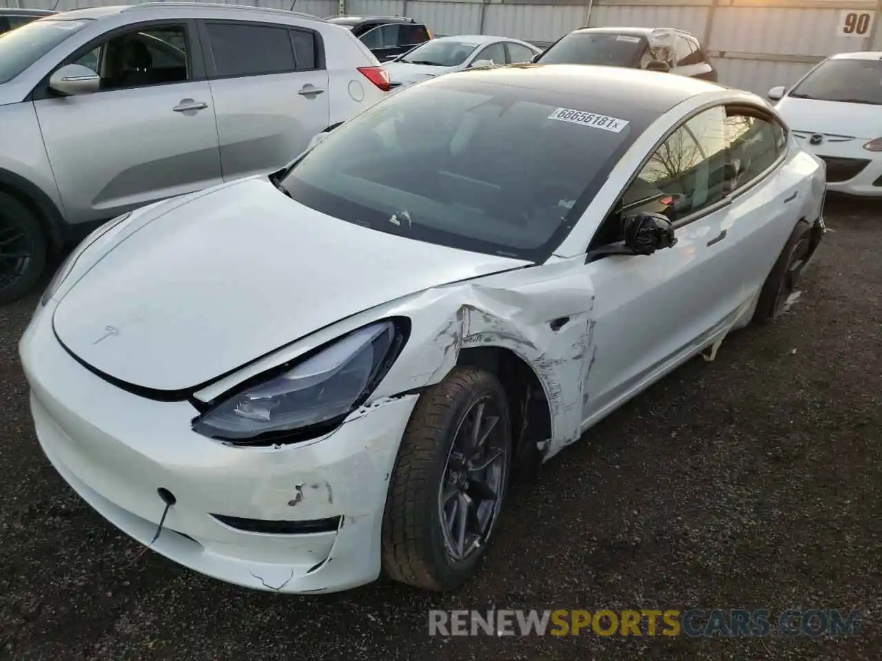 2 Photograph of a damaged car 5YJ3E1EAXMF985971 TESLA MODEL 3 2021