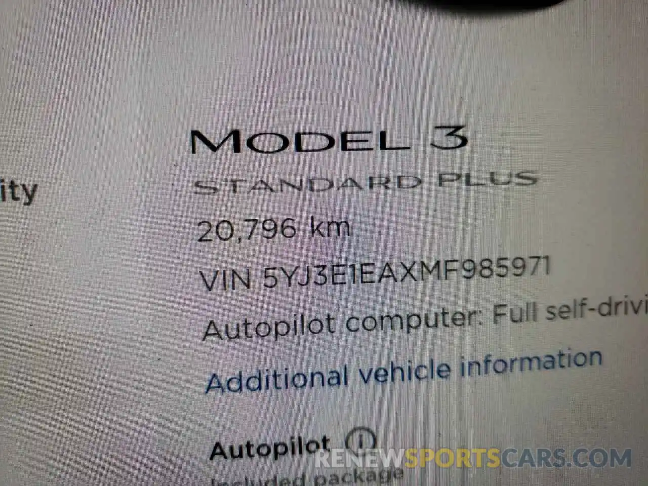 8 Фотография поврежденного автомобиля 5YJ3E1EAXMF985971 TESLA MODEL 3 2021