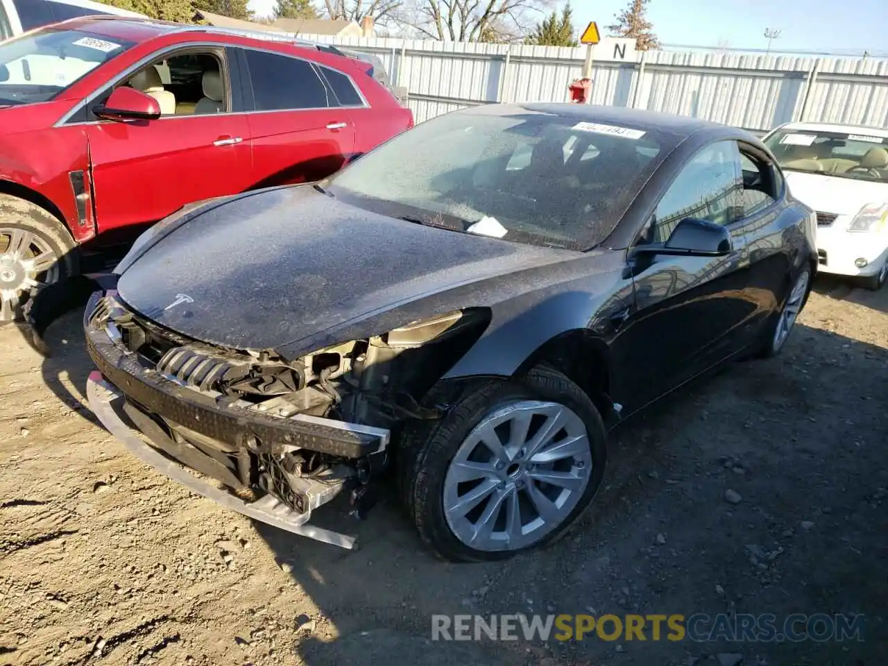 2 Photograph of a damaged car 5YJ3E1EAXMF990684 TESLA MODEL 3 2021