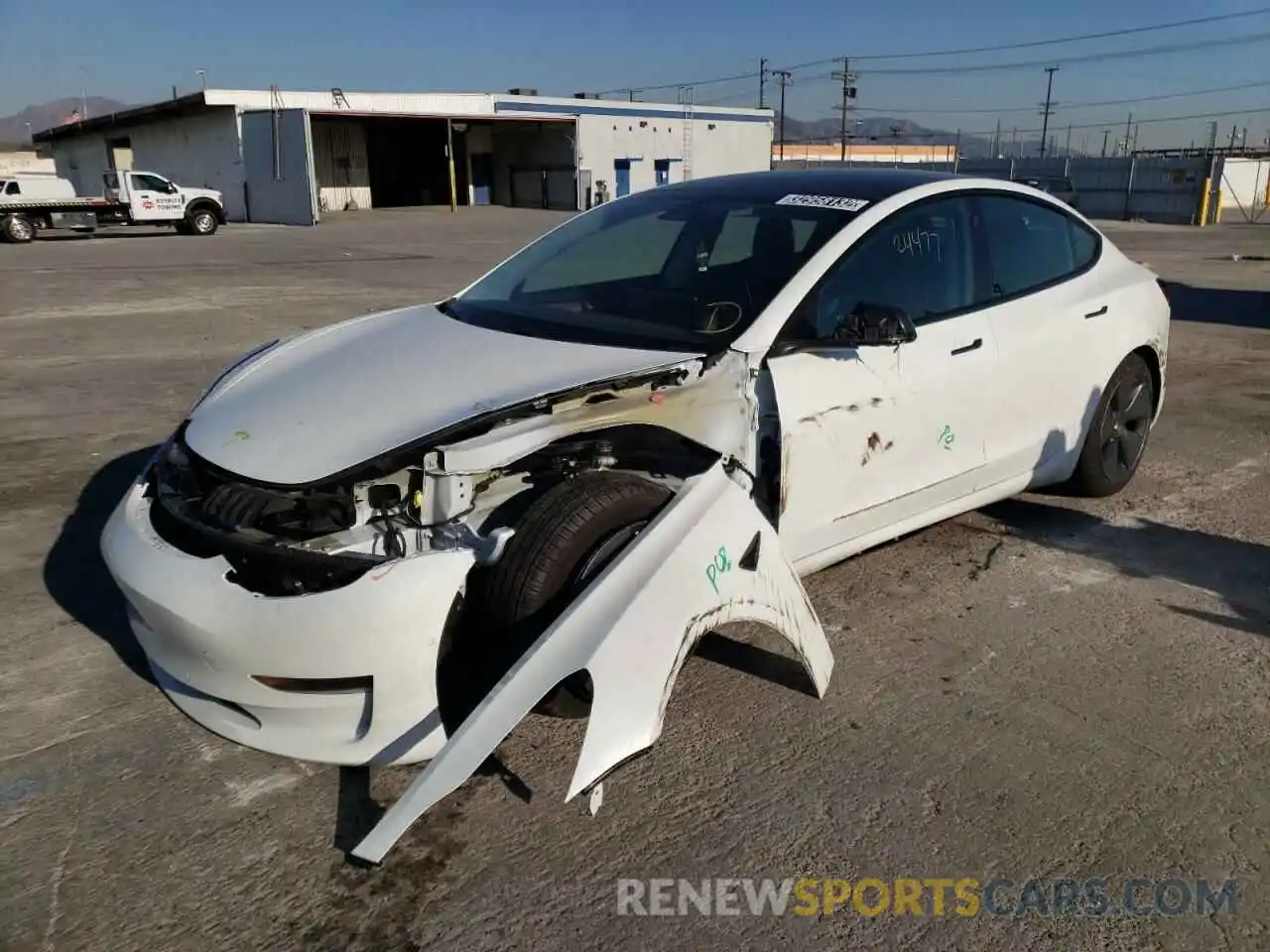 2 Photograph of a damaged car 5YJ3E1EAXMF992547 TESLA MODEL 3 2021