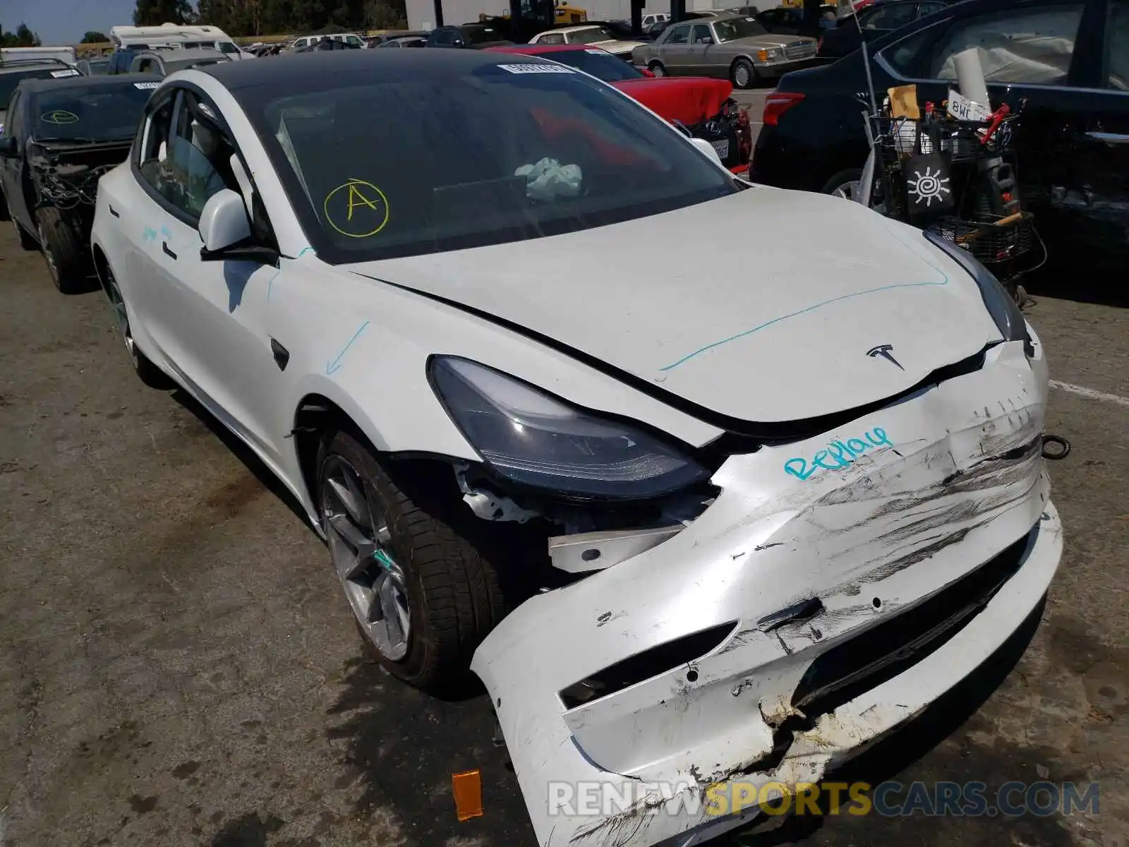 1 Photograph of a damaged car 5YJ3E1EB0MF002921 TESLA MODEL 3 2021