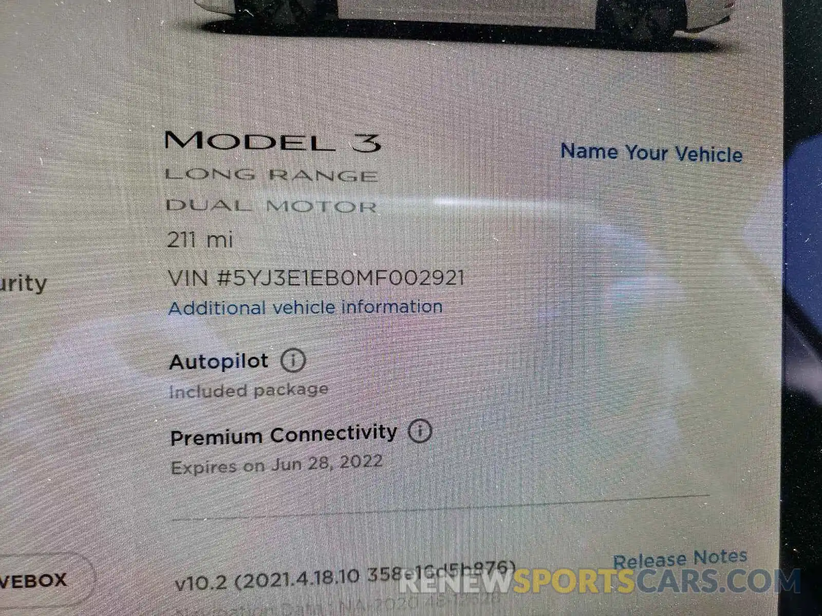 8 Фотография поврежденного автомобиля 5YJ3E1EB0MF002921 TESLA MODEL 3 2021