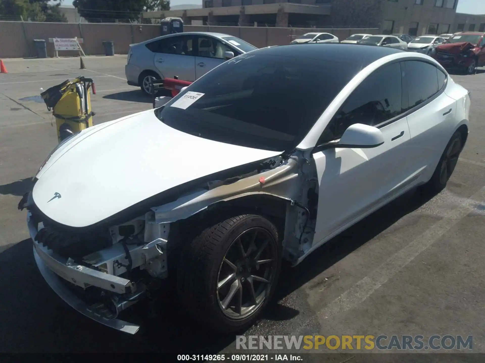 2 Photograph of a damaged car 5YJ3E1EB0MF007083 TESLA MODEL 3 2021