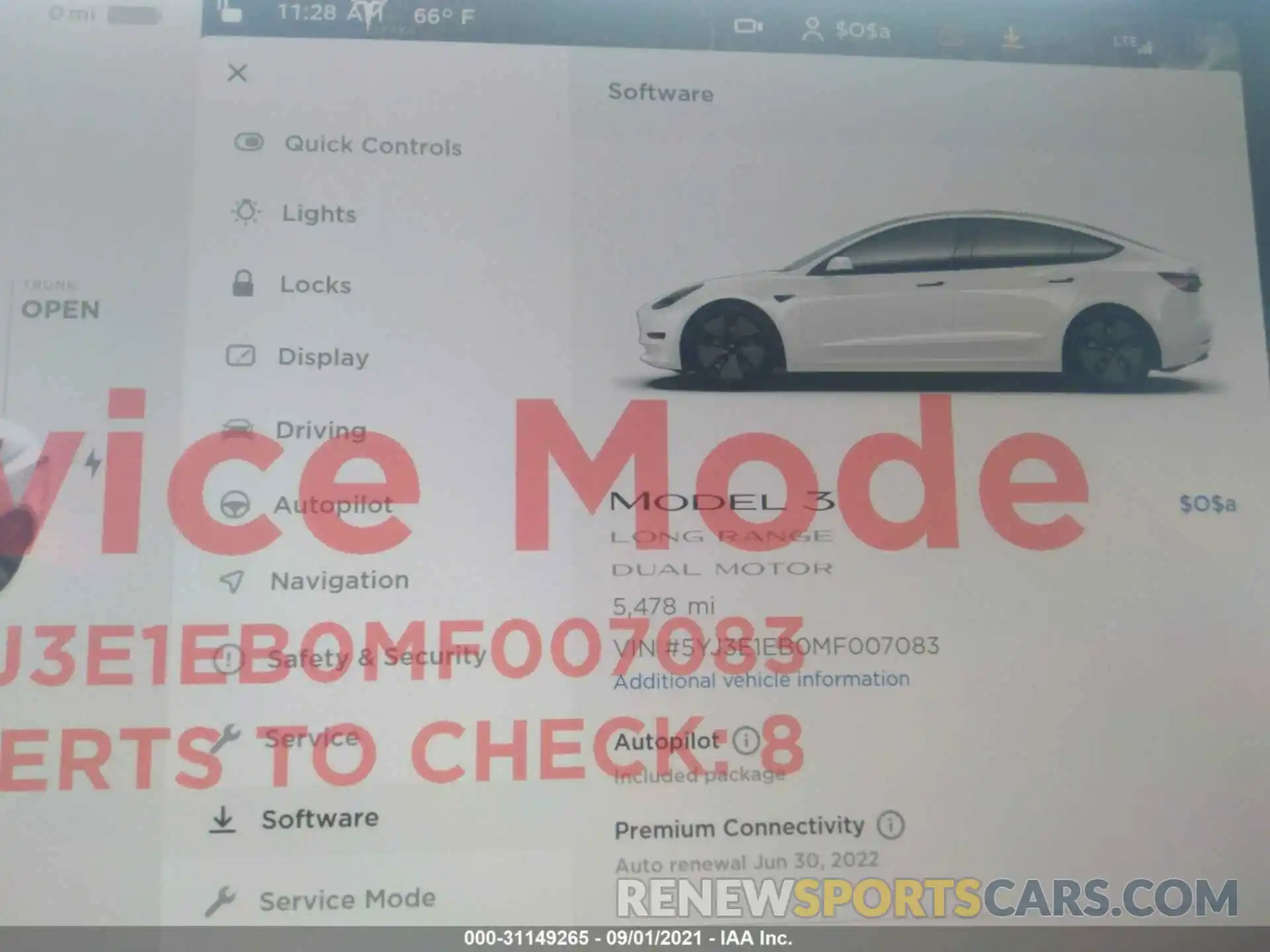 7 Фотография поврежденного автомобиля 5YJ3E1EB0MF007083 TESLA MODEL 3 2021