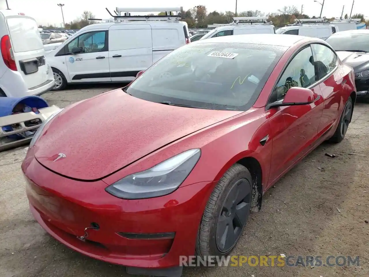 2 Photograph of a damaged car 5YJ3E1EB0MF029472 TESLA MODEL 3 2021