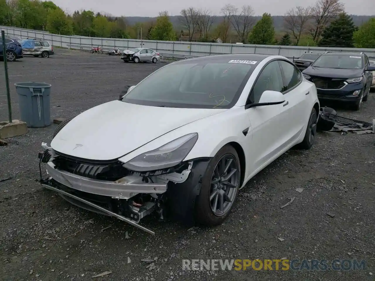 2 Photograph of a damaged car 5YJ3E1EB0MF063248 TESLA MODEL 3 2021