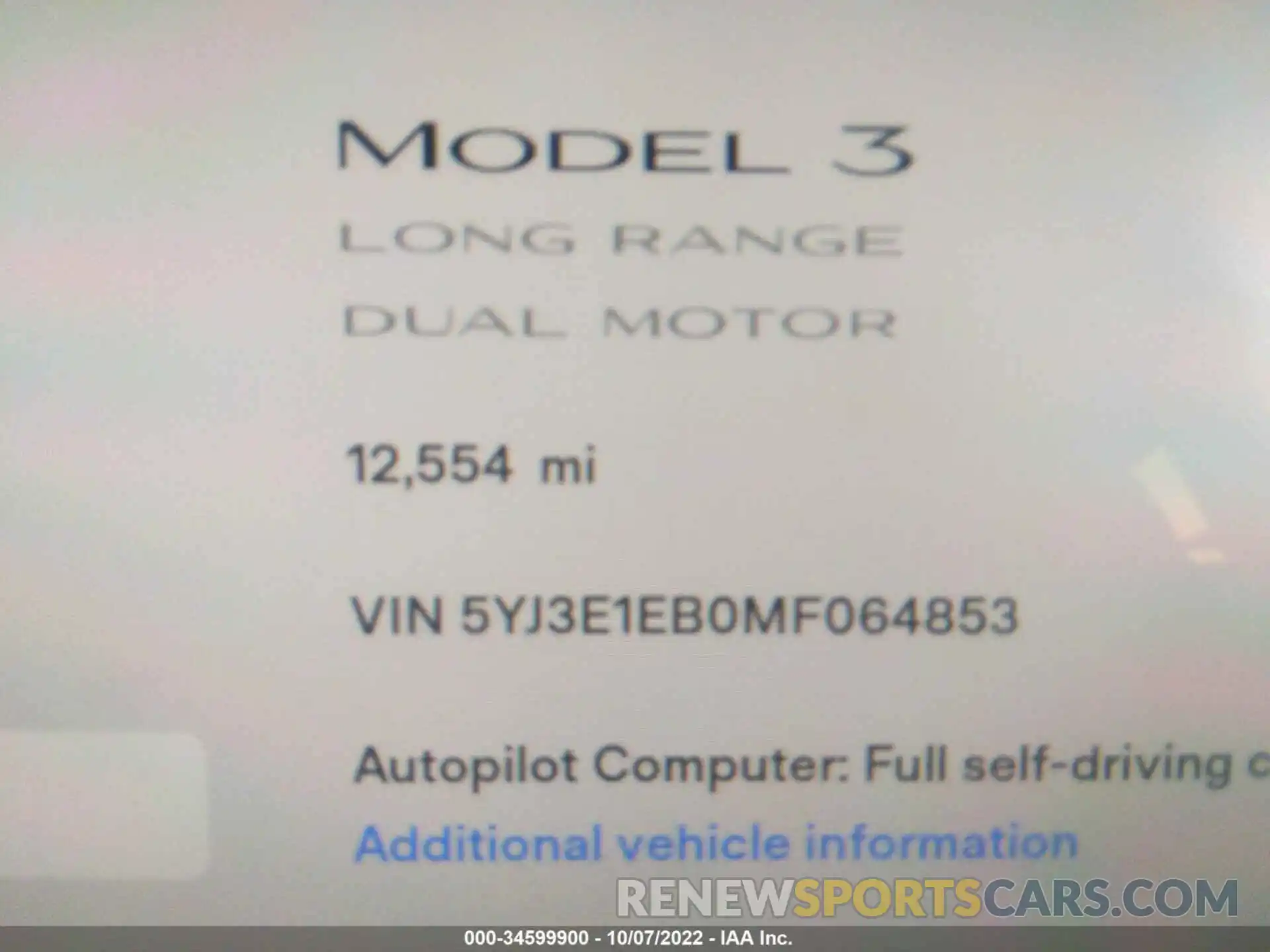 7 Photograph of a damaged car 5YJ3E1EB0MF064853 TESLA MODEL 3 2021