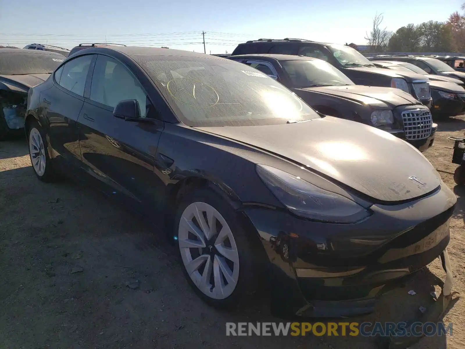 1 Photograph of a damaged car 5YJ3E1EB0MF084665 TESLA MODEL 3 2021