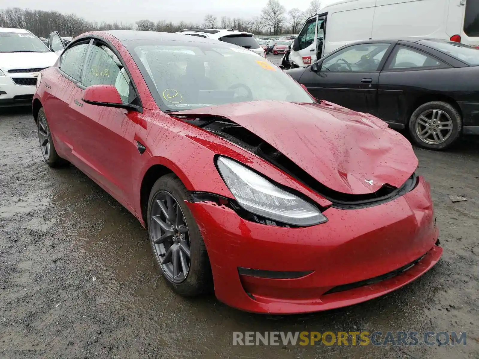 1 Photograph of a damaged car 5YJ3E1EB0MF838132 TESLA MODEL 3 2021