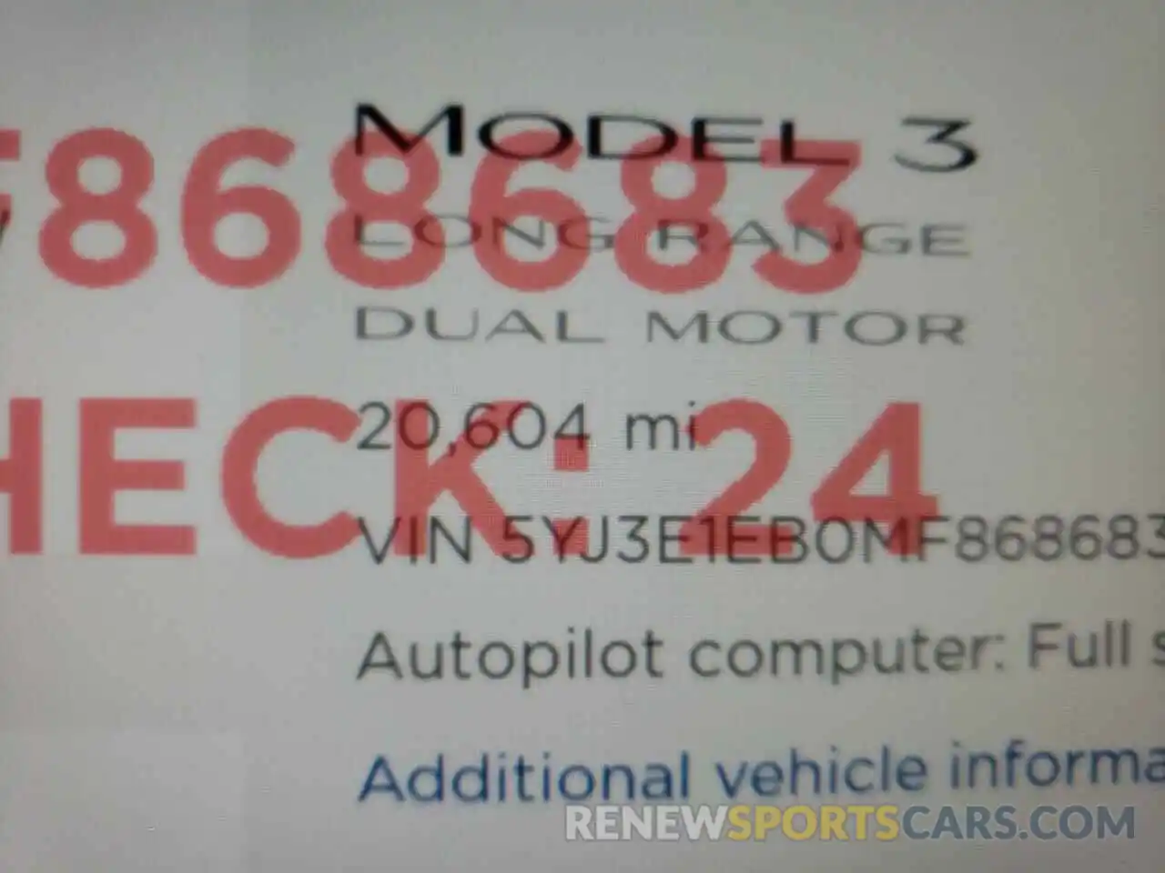 8 Фотография поврежденного автомобиля 5YJ3E1EB0MF868683 TESLA MODEL 3 2021