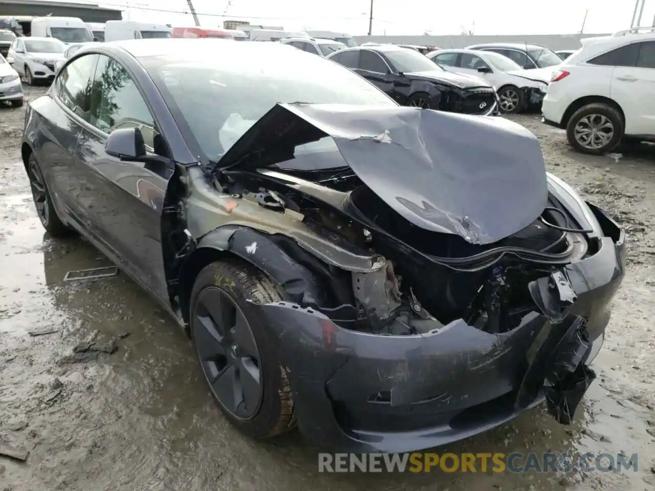 1 Photograph of a damaged car 5YJ3E1EB0MF974650 TESLA MODEL 3 2021