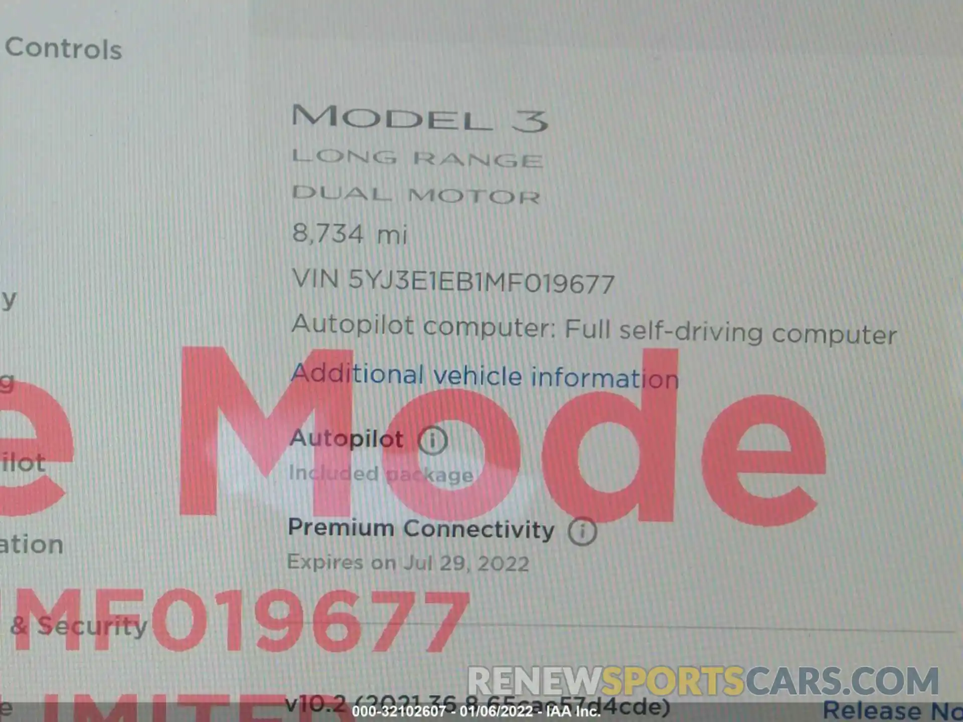 7 Фотография поврежденного автомобиля 5YJ3E1EB1MF019677 TESLA MODEL 3 2021